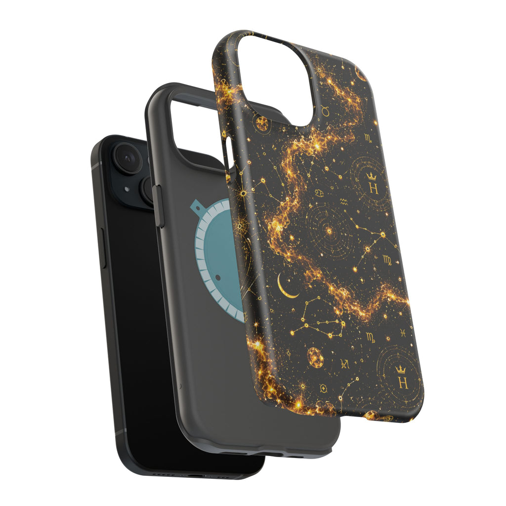 Galaxy Constellation Magnetic Phone Case — Gold Starfield Impact-Resistant