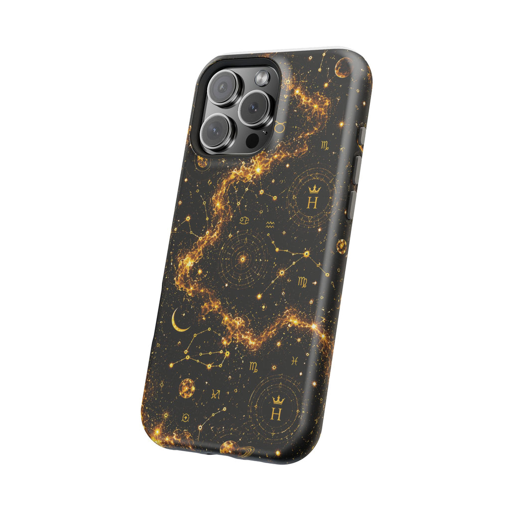 Galaxy Constellation Magnetic Phone Case — Gold Starfield Impact-Resistant