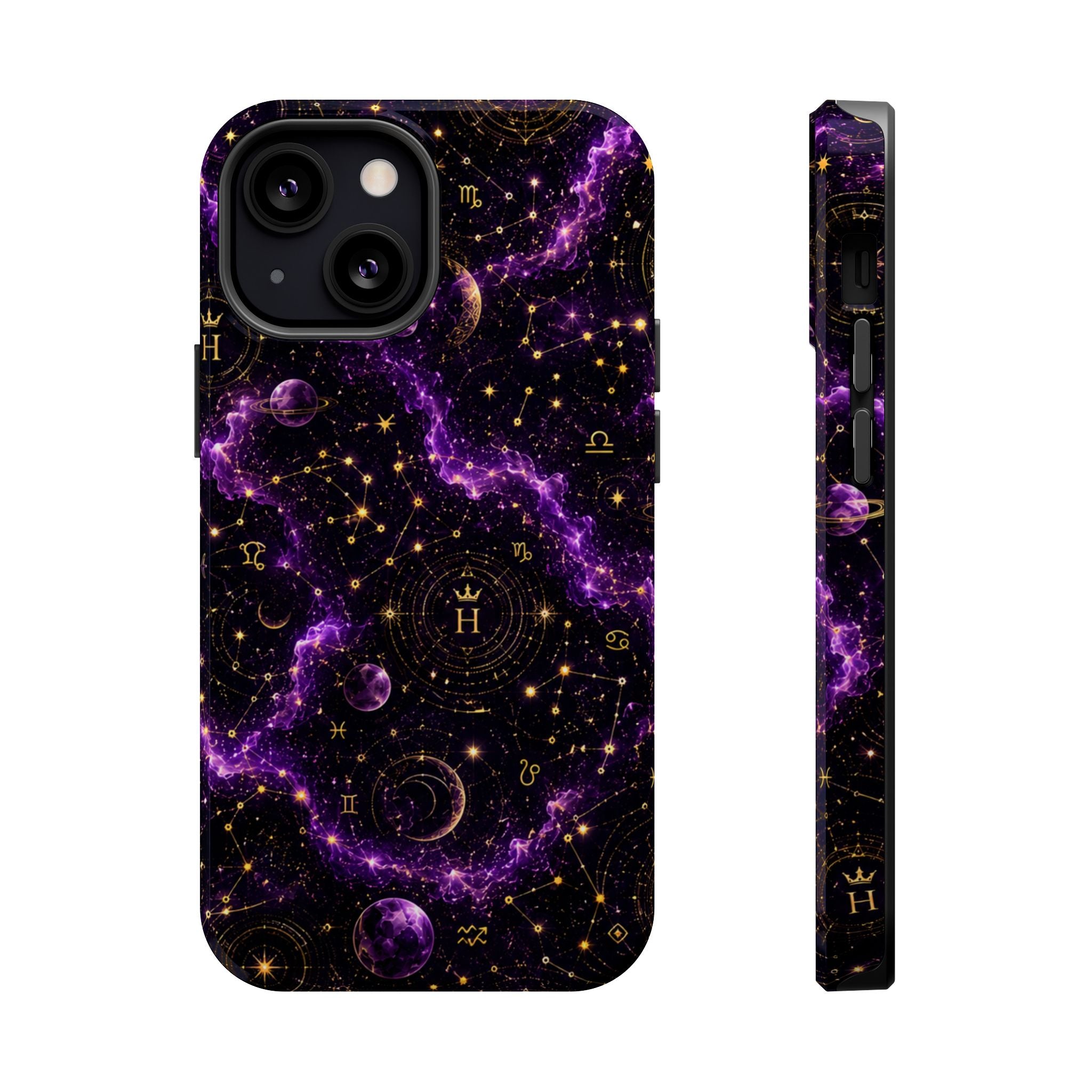 Aquarius Amethyst Birthstone Phone Case — Black Magnetic Impact-Resistant
