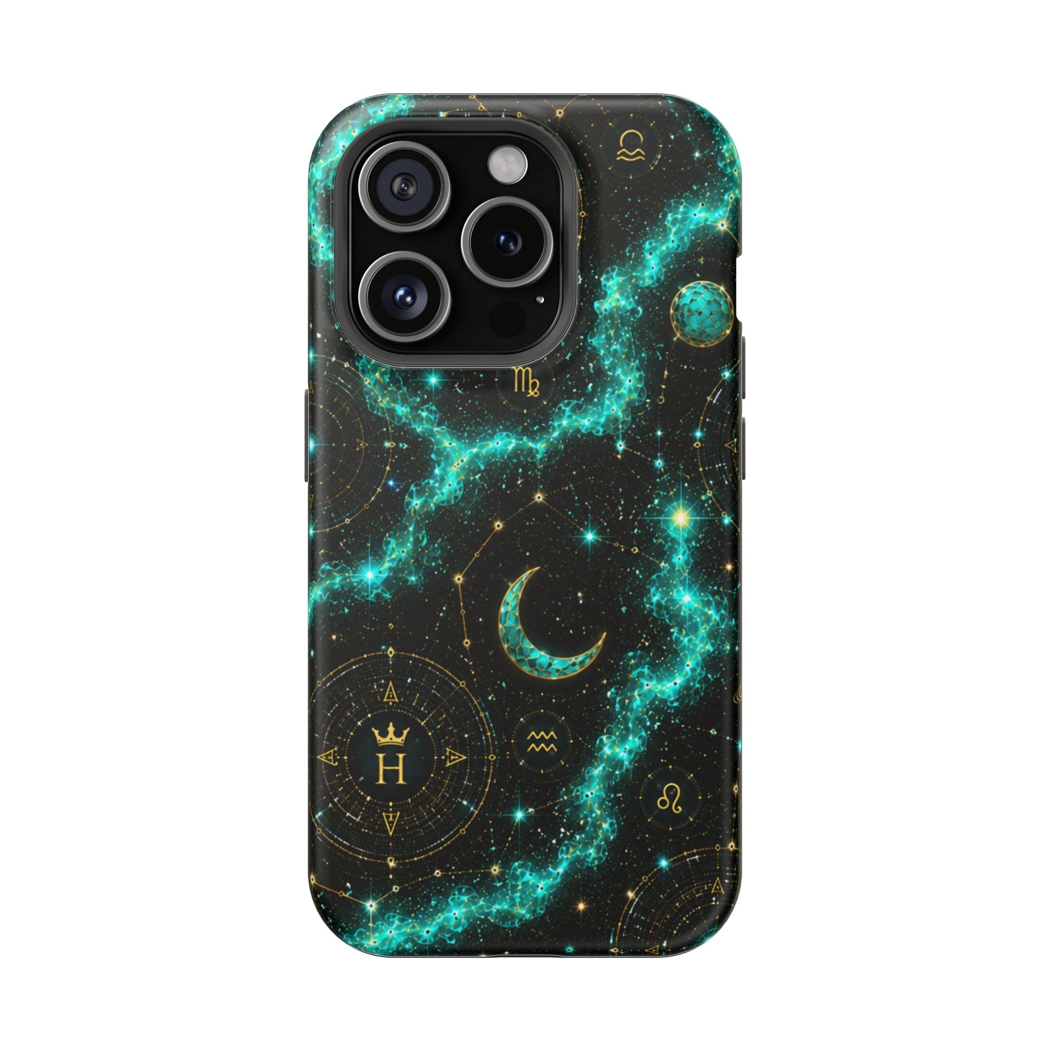 Pisces Aquamarine Birthstone Phone Case — Black Magnetic Impact-Resistant