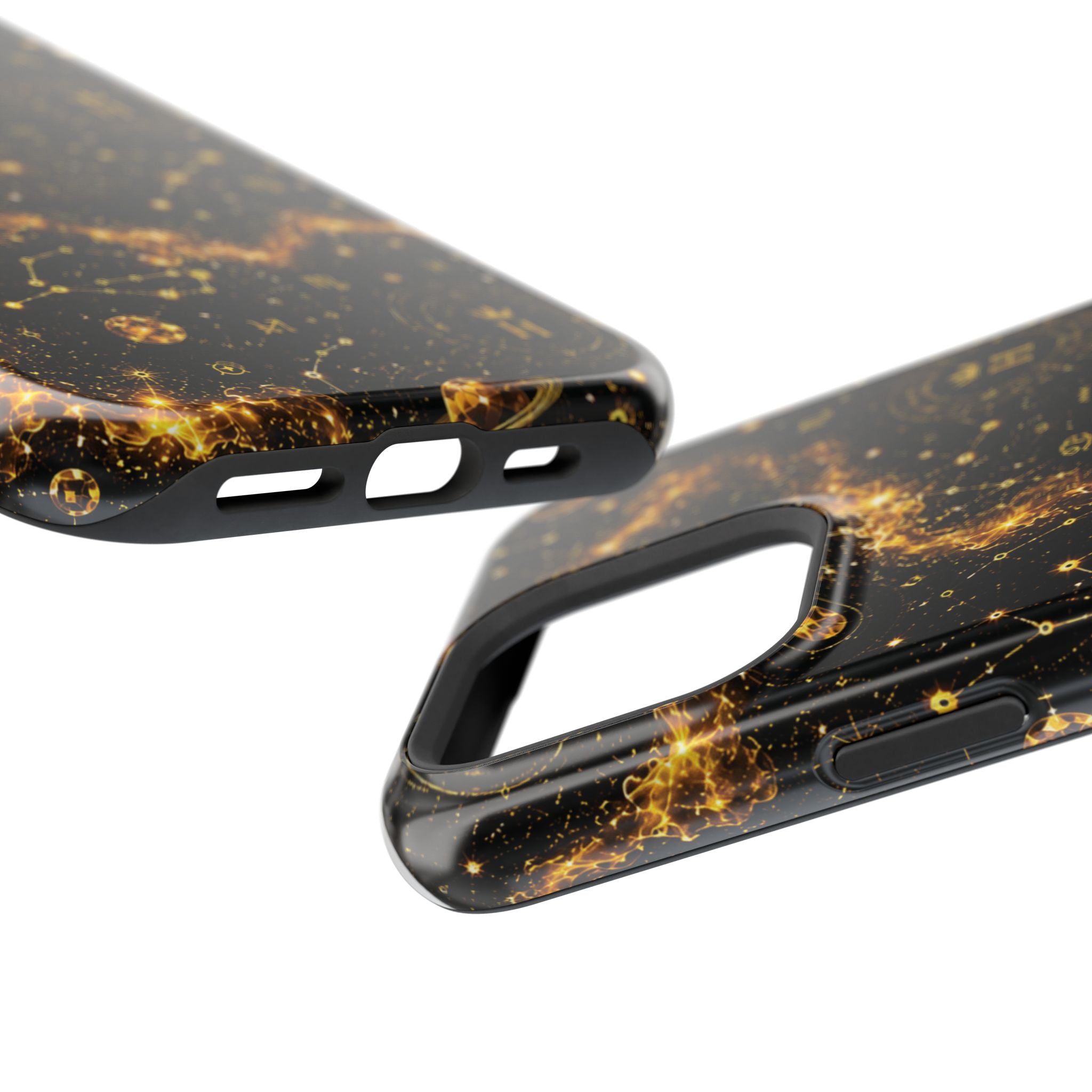 Galaxy Constellation Magnetic Phone Case — Gold Starfield Impact-Resistant