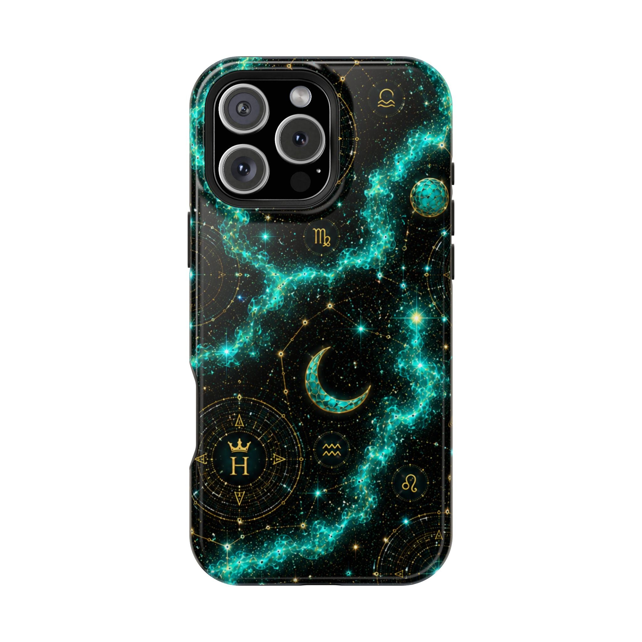 Pisces Aquamarine Birthstone Phone Case — Black Magnetic Impact-Resistant