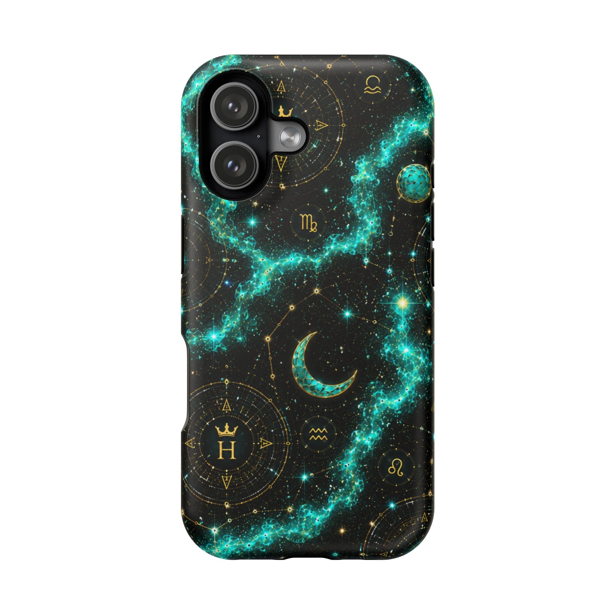 Pisces Aquamarine Birthstone Phone Case — Black Magnetic Impact-Resistant