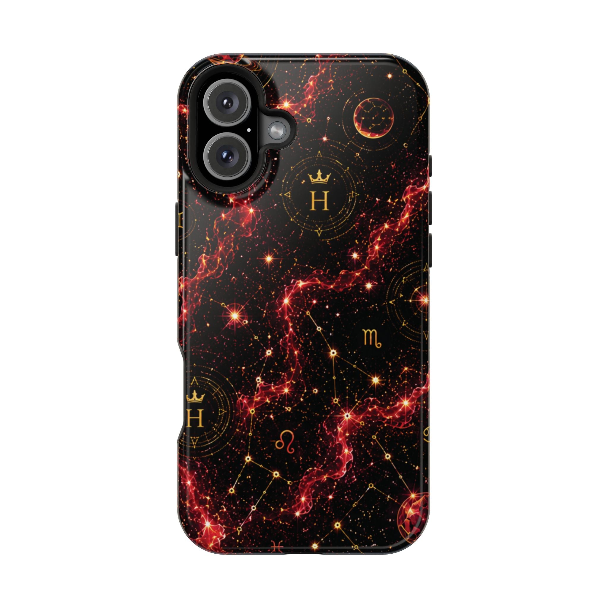 Capricorn Garnet Birthstone Phone Case — Black Magnetic Impact-Resistant