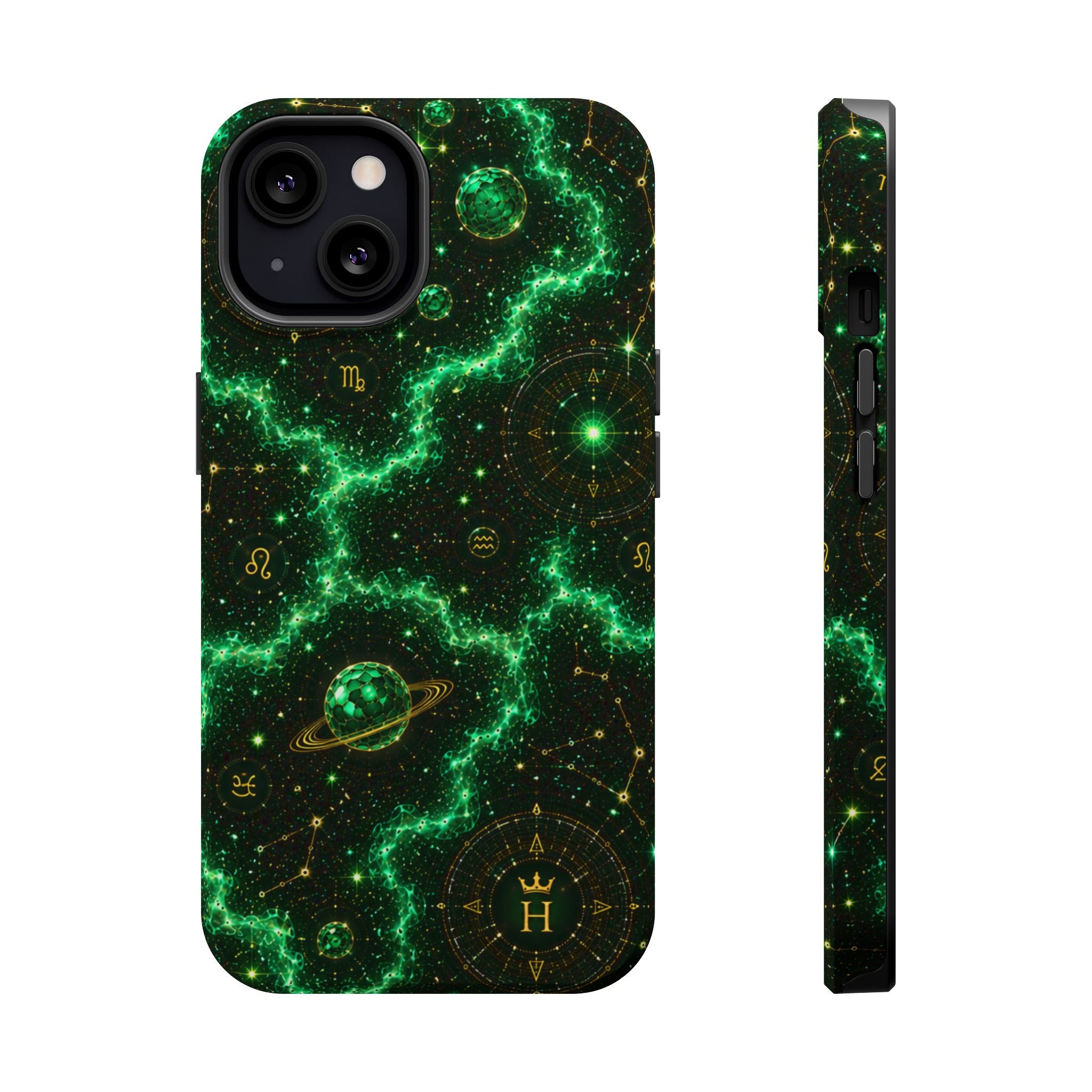 Taurus Emerald Birthstone Phone Case — Black Magnetic Impact-Resistant