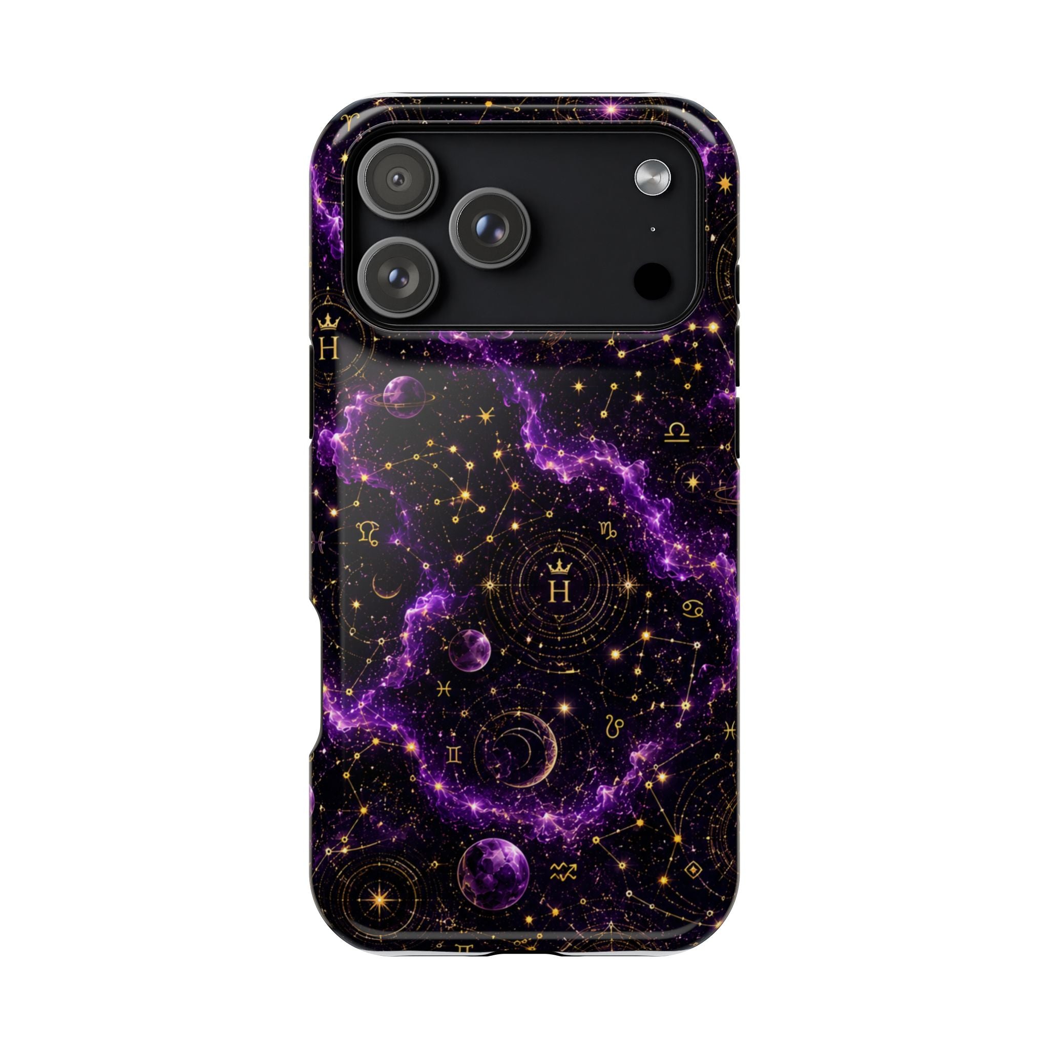 Aquarius Amethyst Birthstone Phone Case — Black Magnetic Impact-Resistant