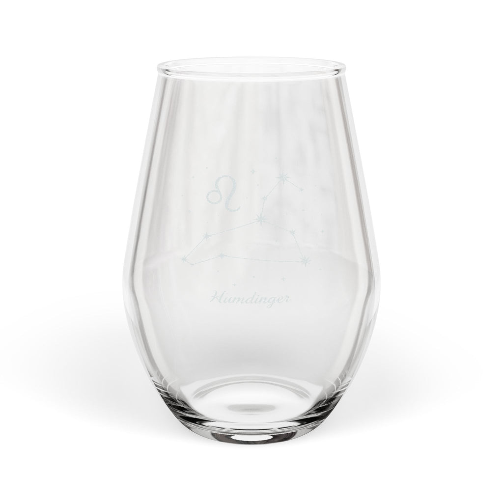 Leo Zodiac Clear Stemless Wine Glass| Humdinger