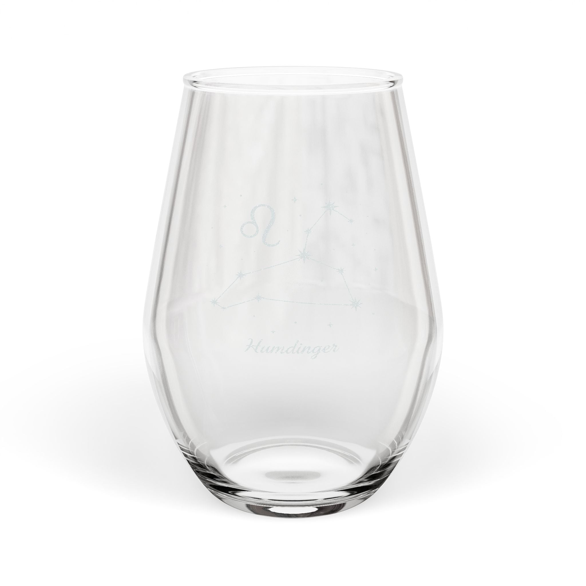 Leo Zodiac Clear Stemless Wine Glass| Humdinger
