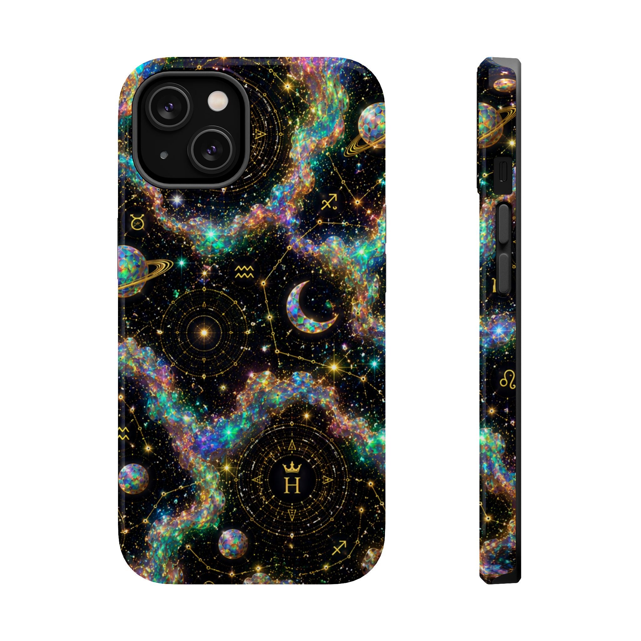 Libra Opal Birthstone Phone Case — Black Magnetic Impact-Resistant