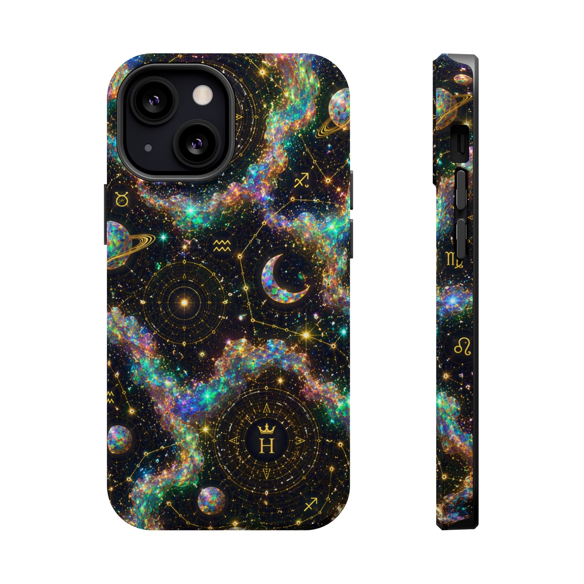 Libra Opal Birthstone Phone Case — Black Magnetic Impact-Resistant