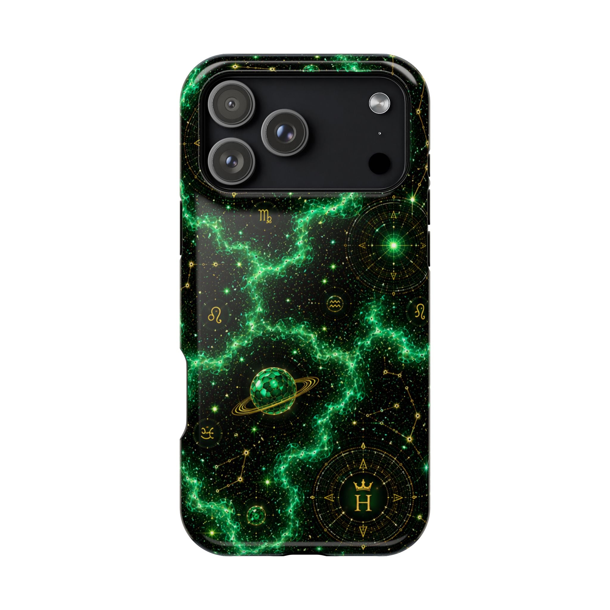 Taurus Emerald Birthstone Phone Case — Black Magnetic Impact-Resistant