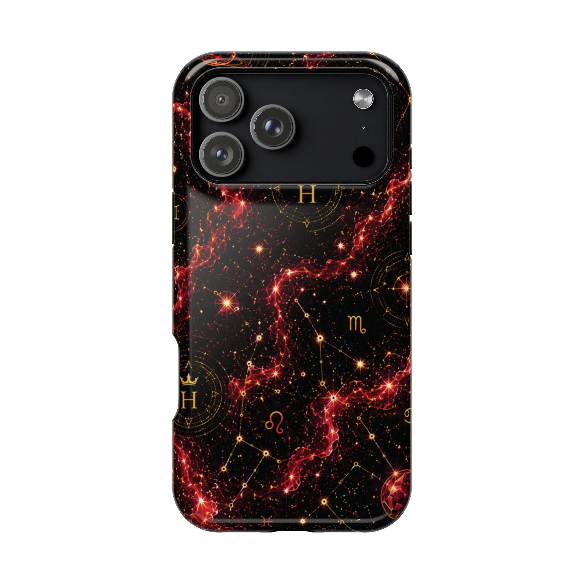 Capricorn Garnet Birthstone Phone Case — Black Magnetic Impact-Resistant