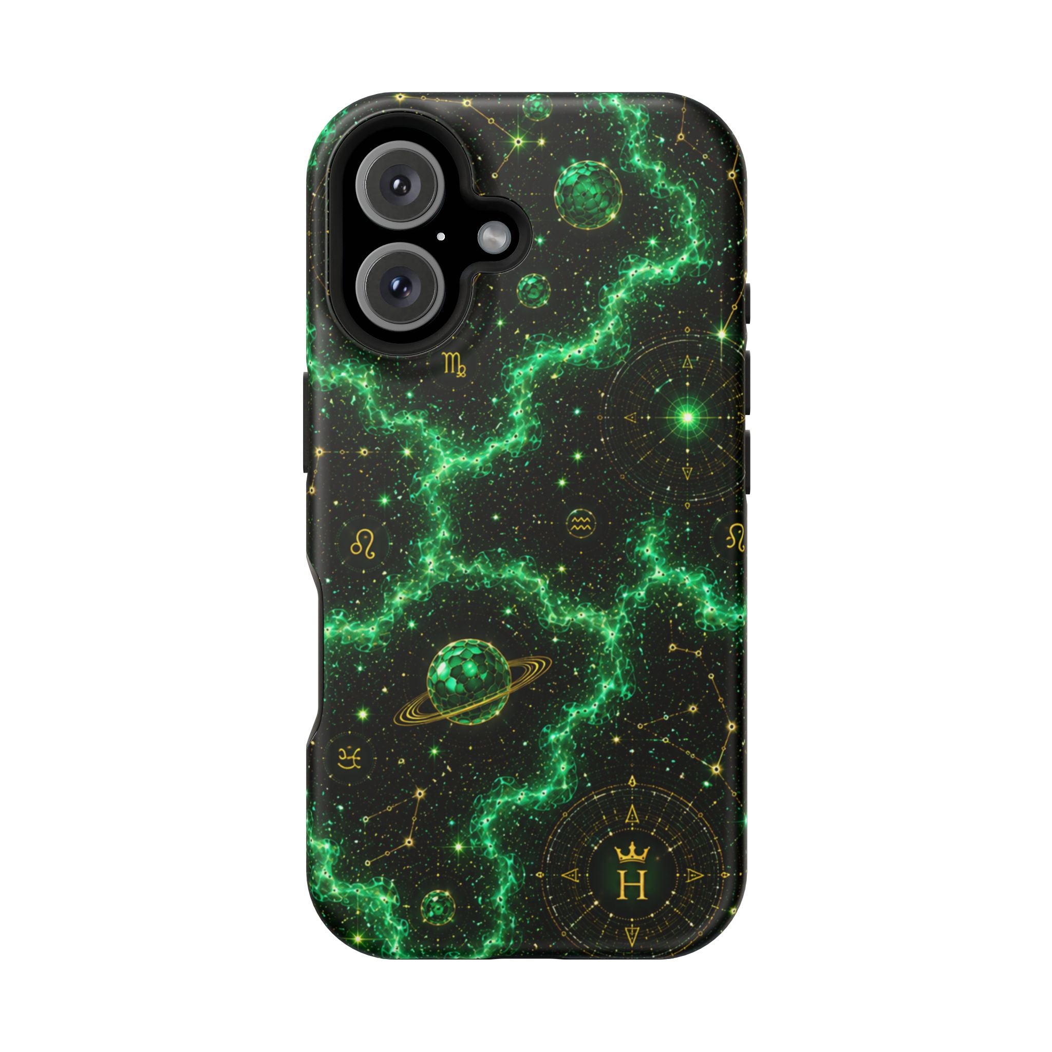 Taurus Emerald Birthstone Phone Case — Black Magnetic Impact-Resistant
