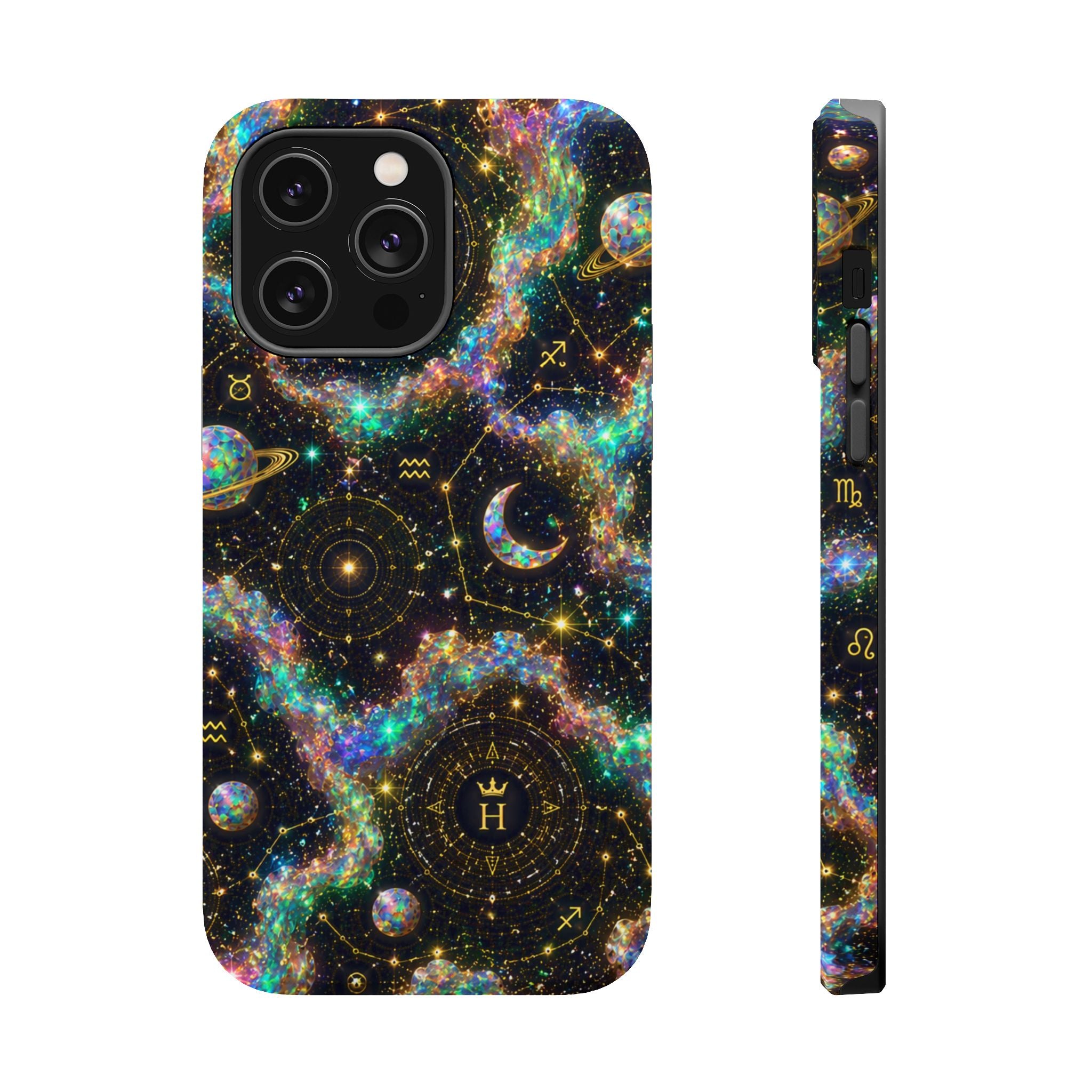 Libra Opal Birthstone Phone Case — Black Magnetic Impact-Resistant