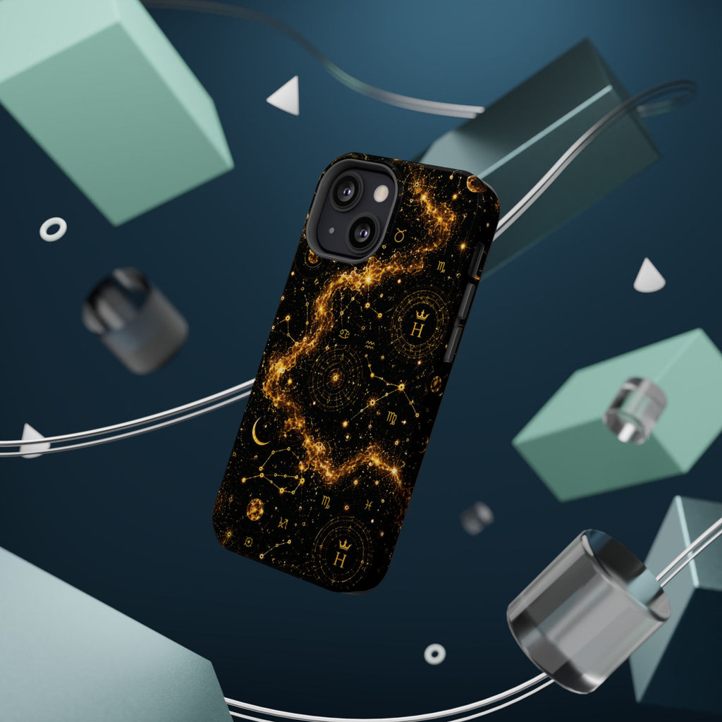 Galaxy Constellation Magnetic Phone Case — Gold Starfield Impact-Resistant