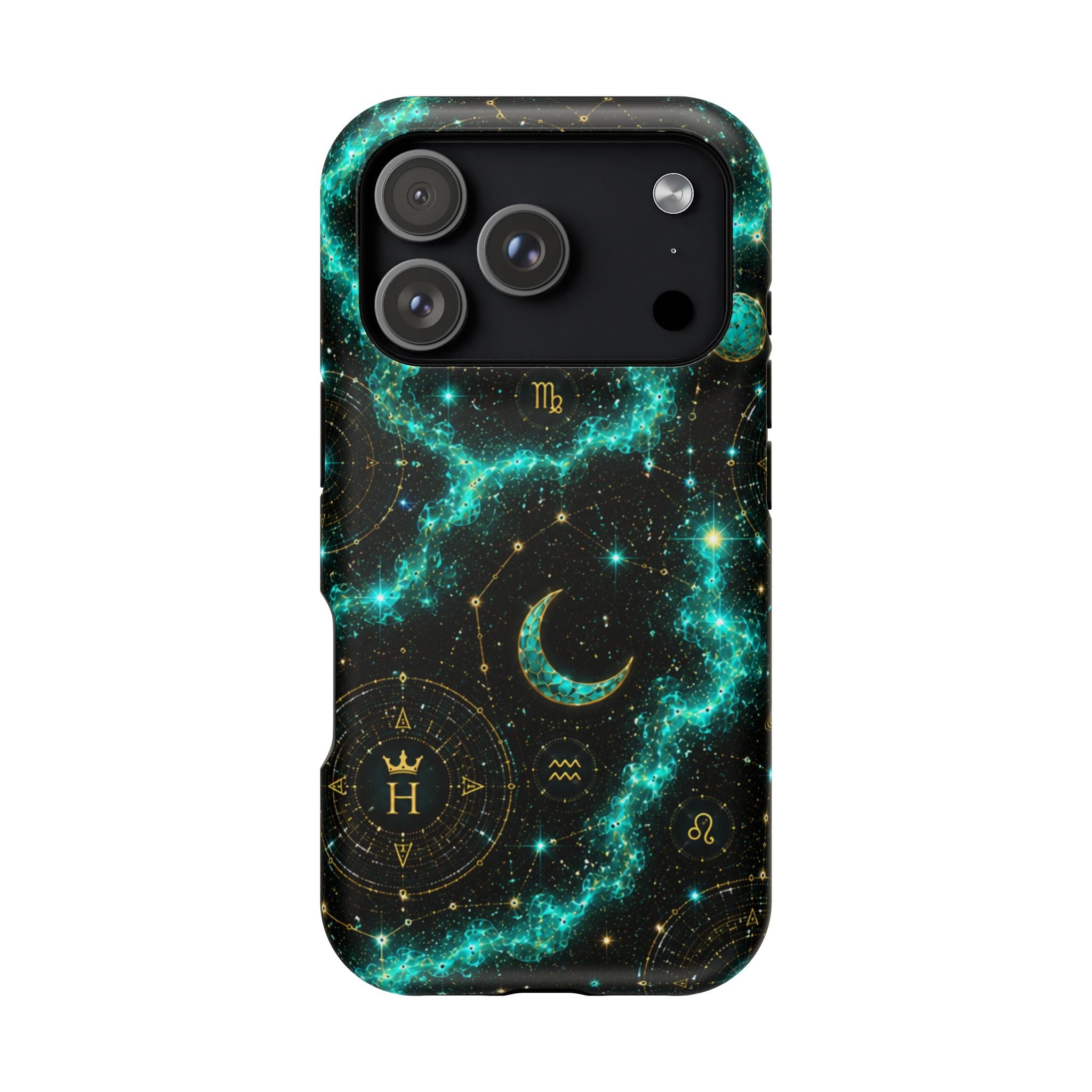 Pisces Aquamarine Birthstone Phone Case — Black Magnetic Impact-Resistant