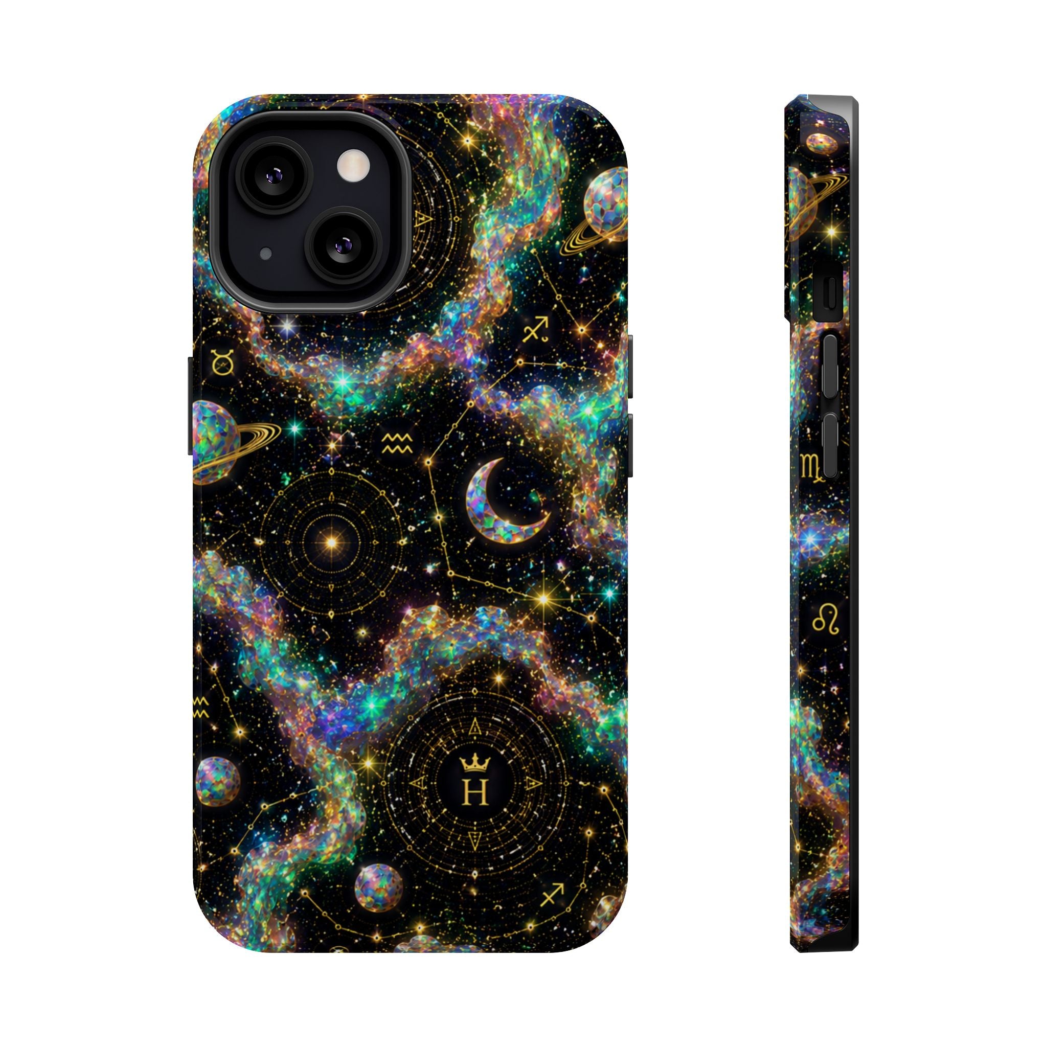Libra Opal Birthstone Phone Case — Black Magnetic Impact-Resistant