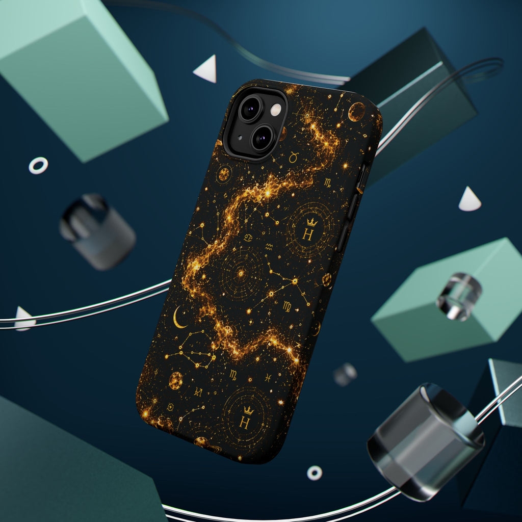 Galaxy Constellation Magnetic Phone Case — Gold Starfield Impact-Resistant