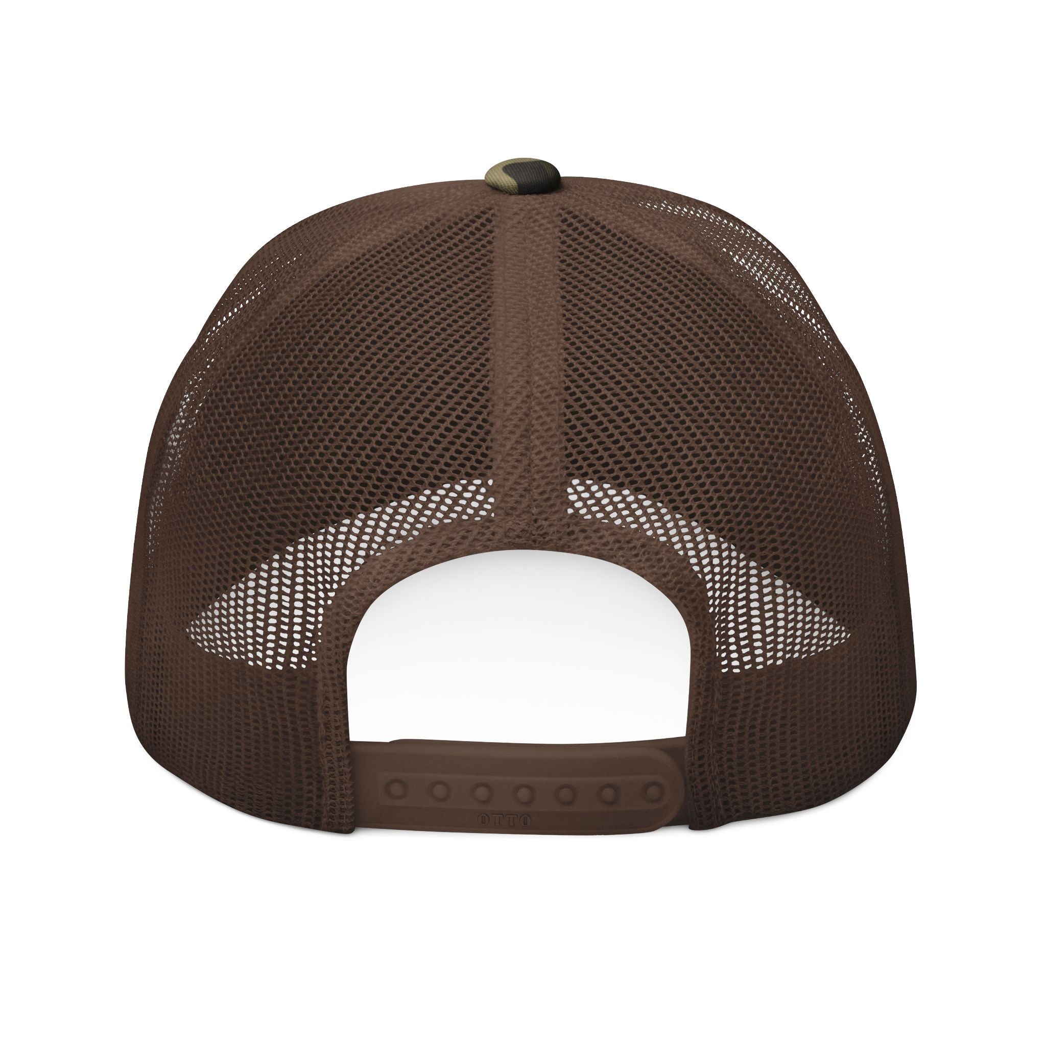 Camo Trucker Hat — Embroidered Gold Name Baseball Cap