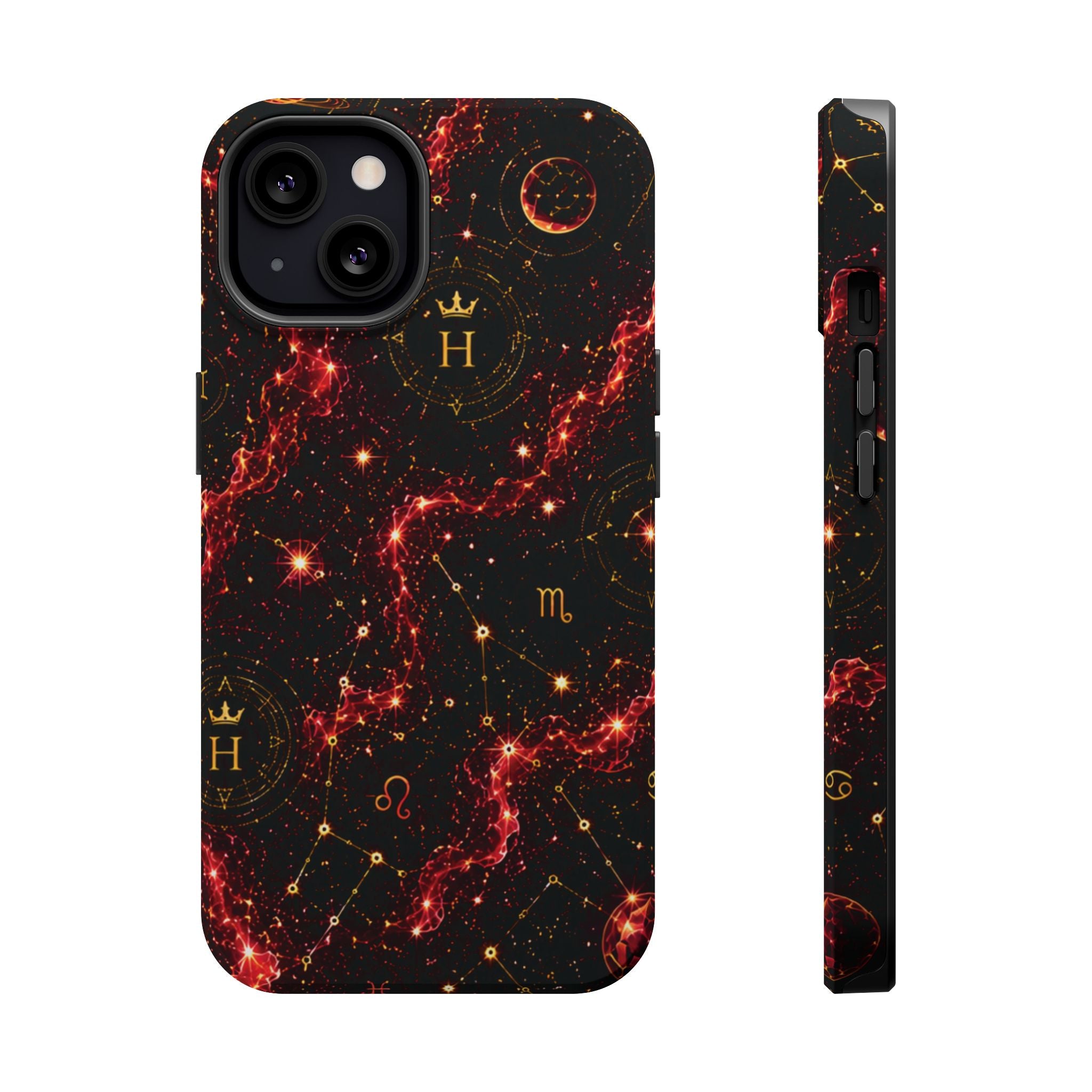 Capricorn Garnet Birthstone Phone Case — Black Magnetic Impact-Resistant