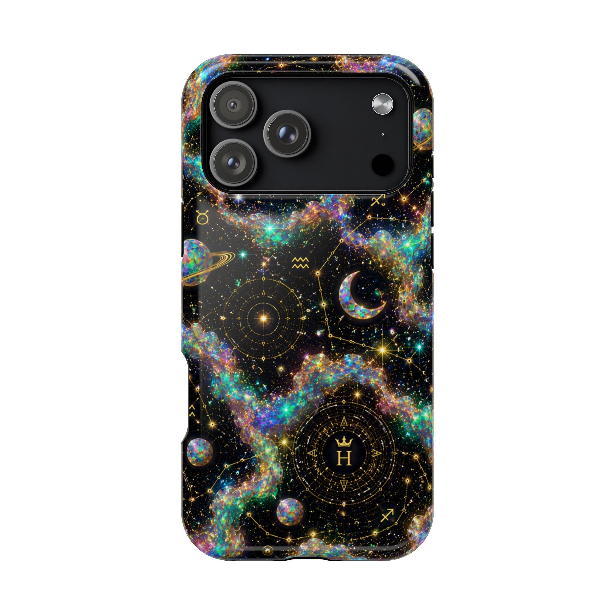Libra Opal Birthstone Phone Case — Black Magnetic Impact-Resistant
