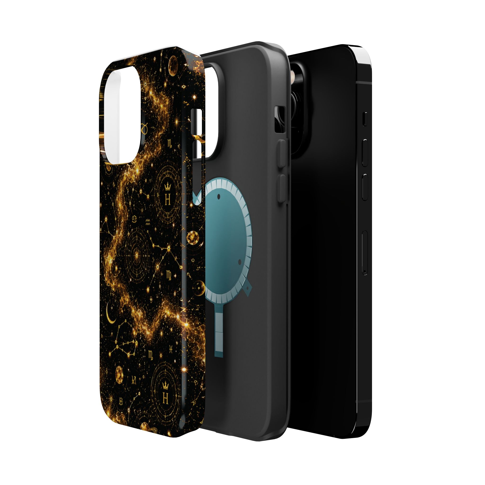Galaxy Constellation Magnetic Phone Case — Gold Starfield Impact-Resistant