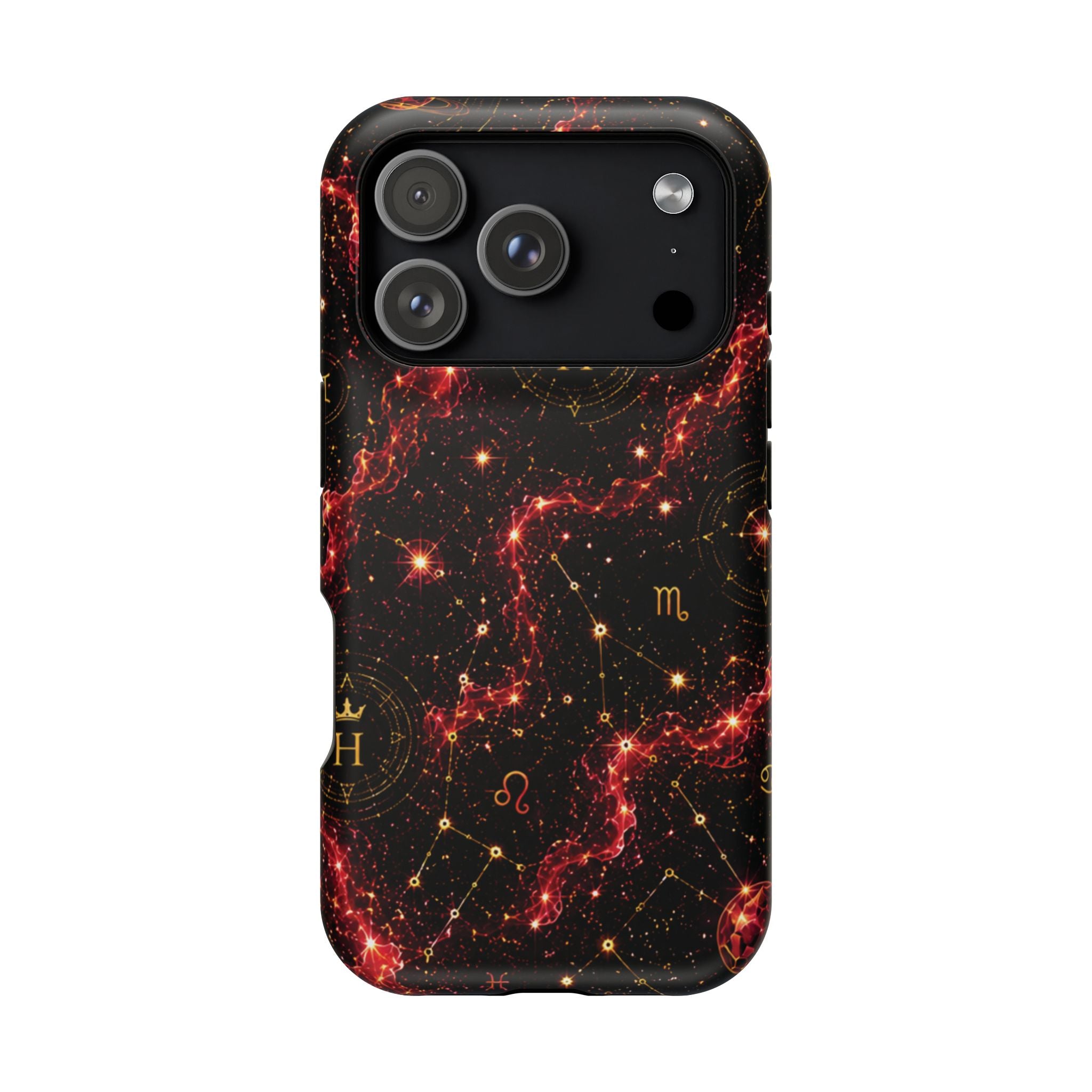 Capricorn Garnet Birthstone Phone Case — Black Magnetic Impact-Resistant