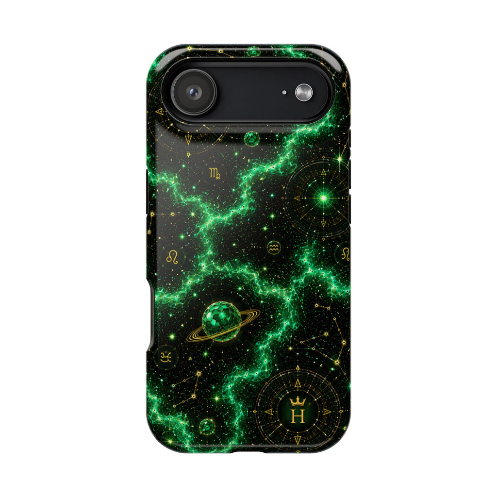 Taurus Emerald Birthstone Phone Case — Black Magnetic Impact-Resistant