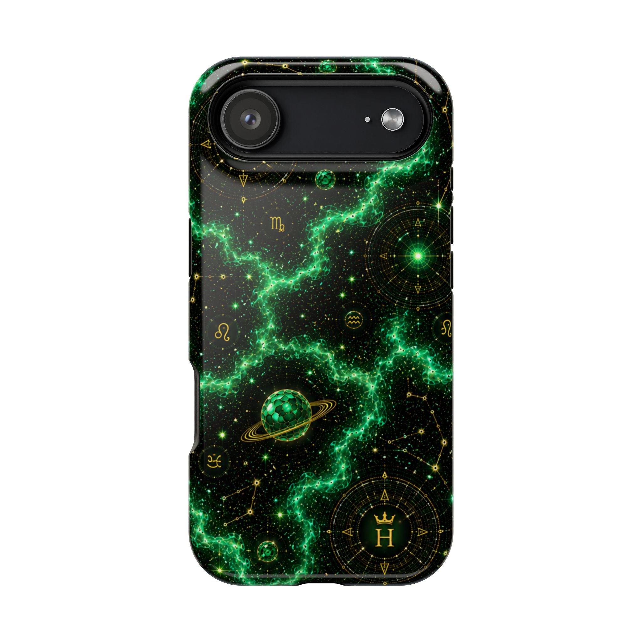 Taurus Emerald Birthstone Phone Case — Black Magnetic Impact-Resistant