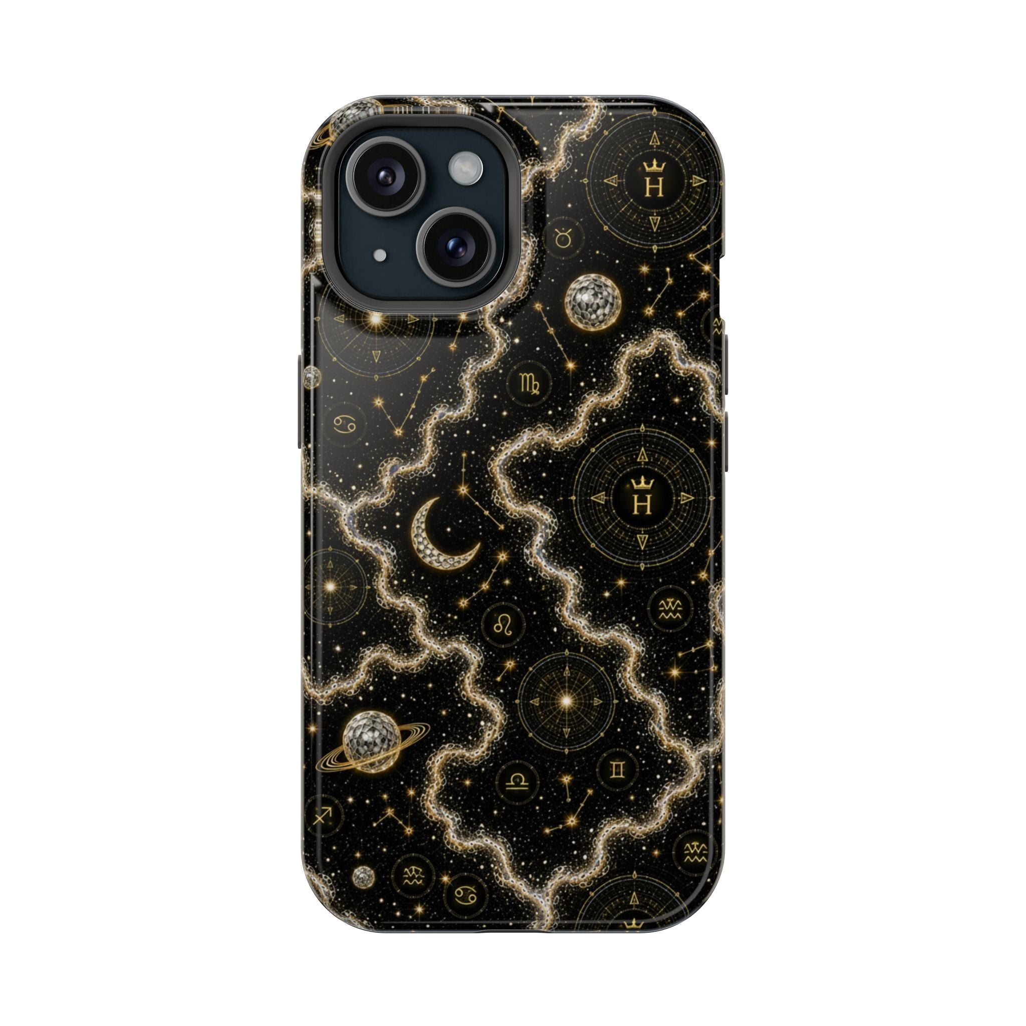 Aries Diamond Birthstone Phone Case — Black Magnetic Impact-Resistant