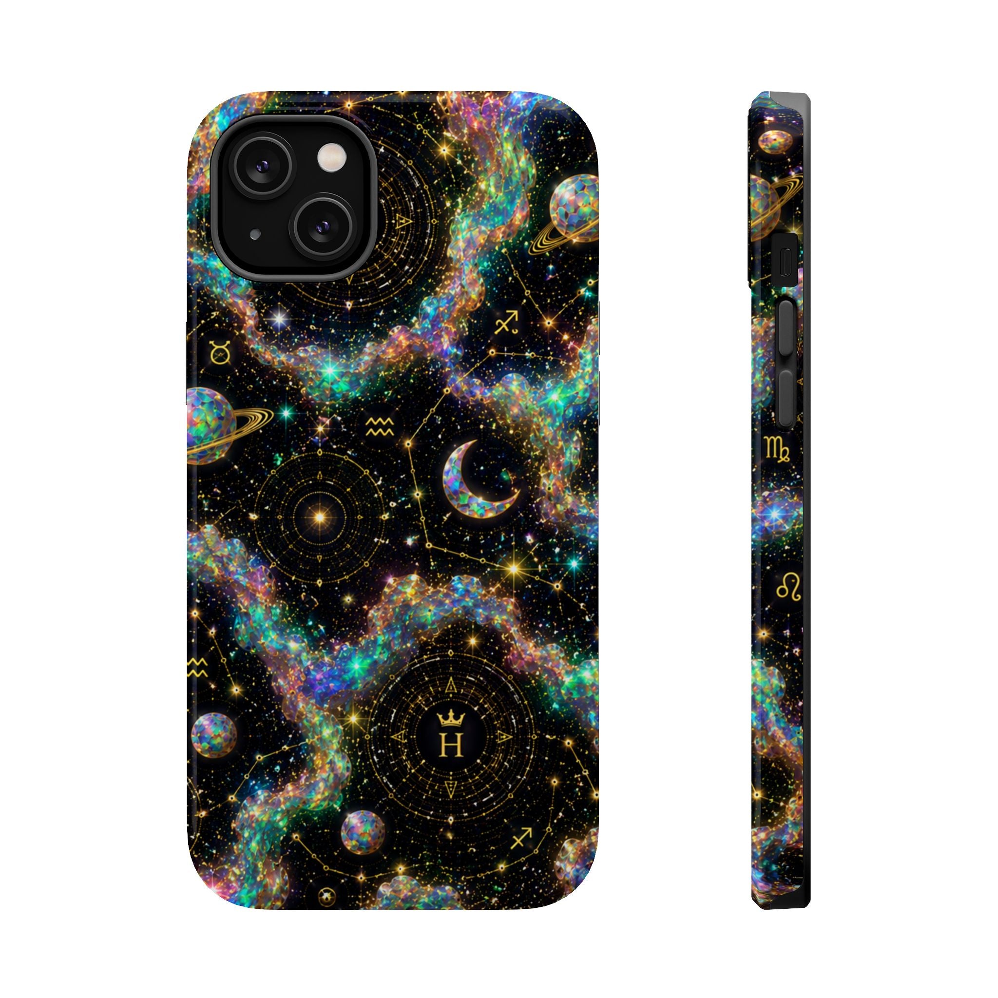 Libra Opal Birthstone Phone Case — Black Magnetic Impact-Resistant