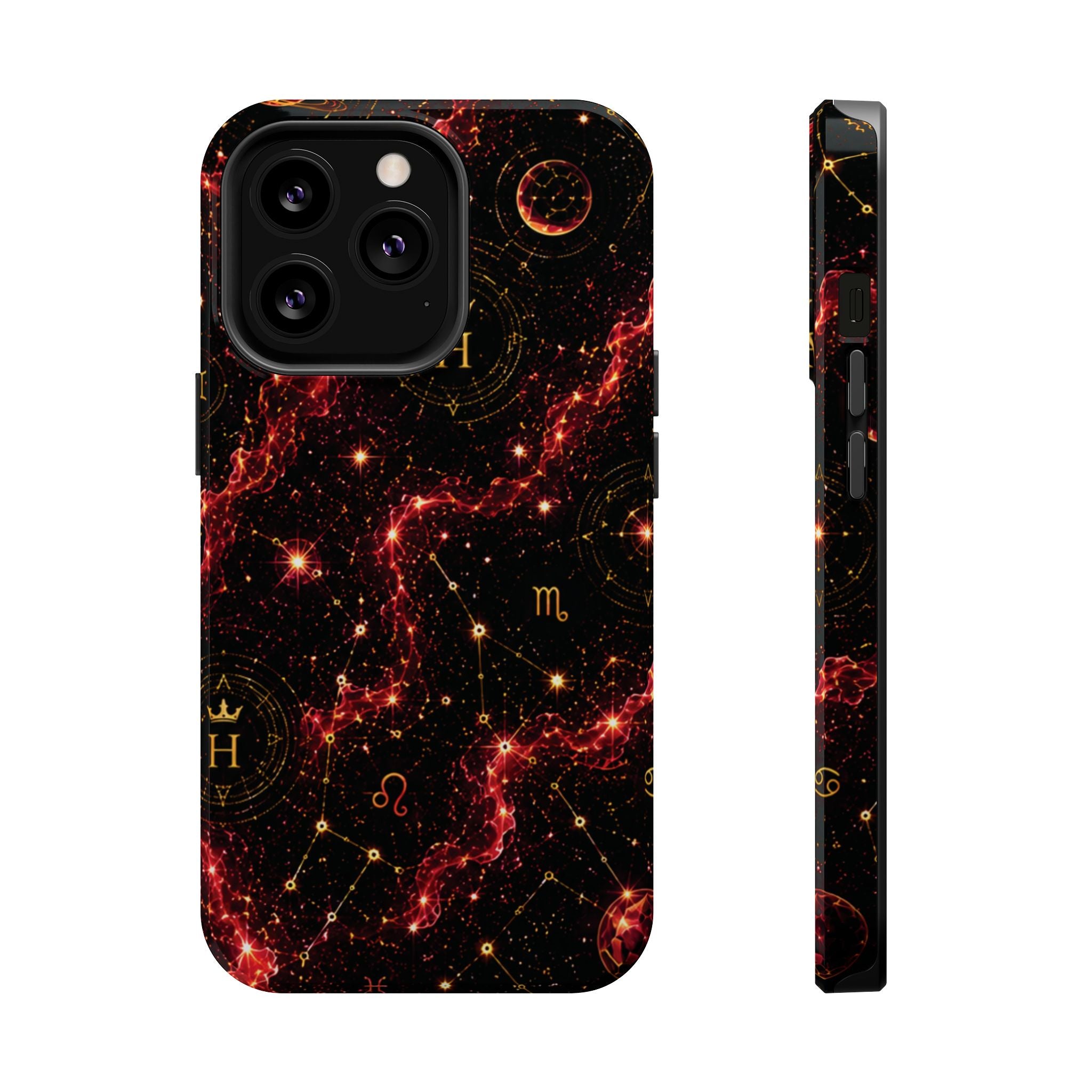 Capricorn Garnet Birthstone Phone Case — Black Magnetic Impact-Resistant