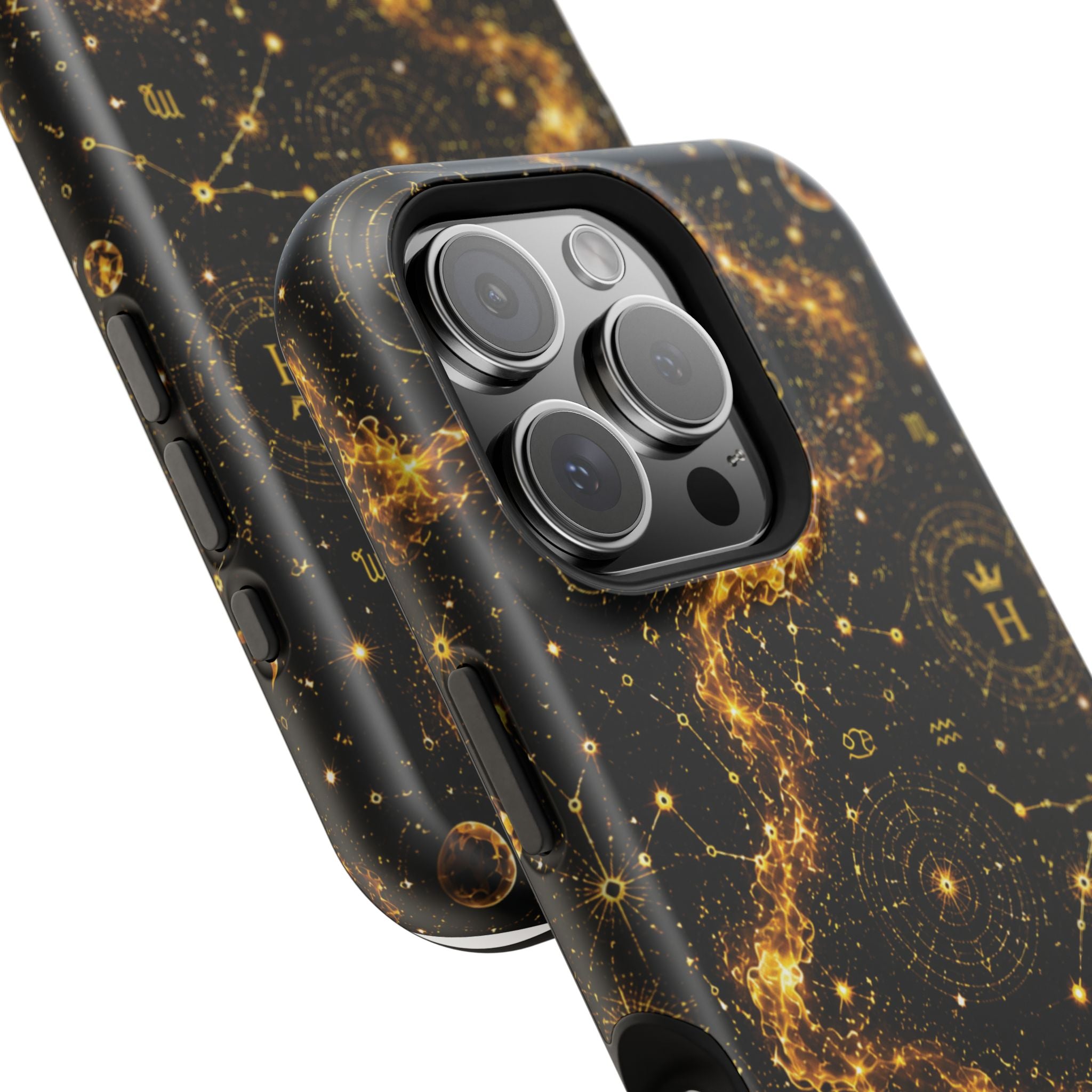 Galaxy Constellation Magnetic Phone Case — Gold Starfield Impact-Resistant