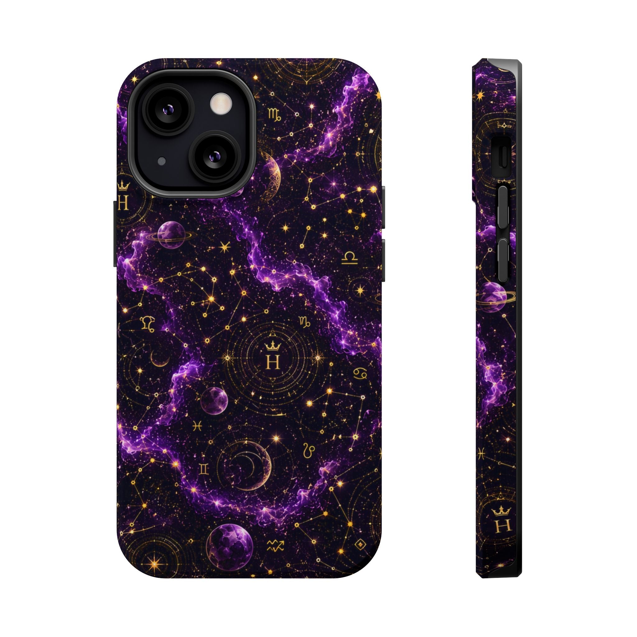 Aquarius Amethyst Birthstone Phone Case — Black Magnetic Impact-Resistant