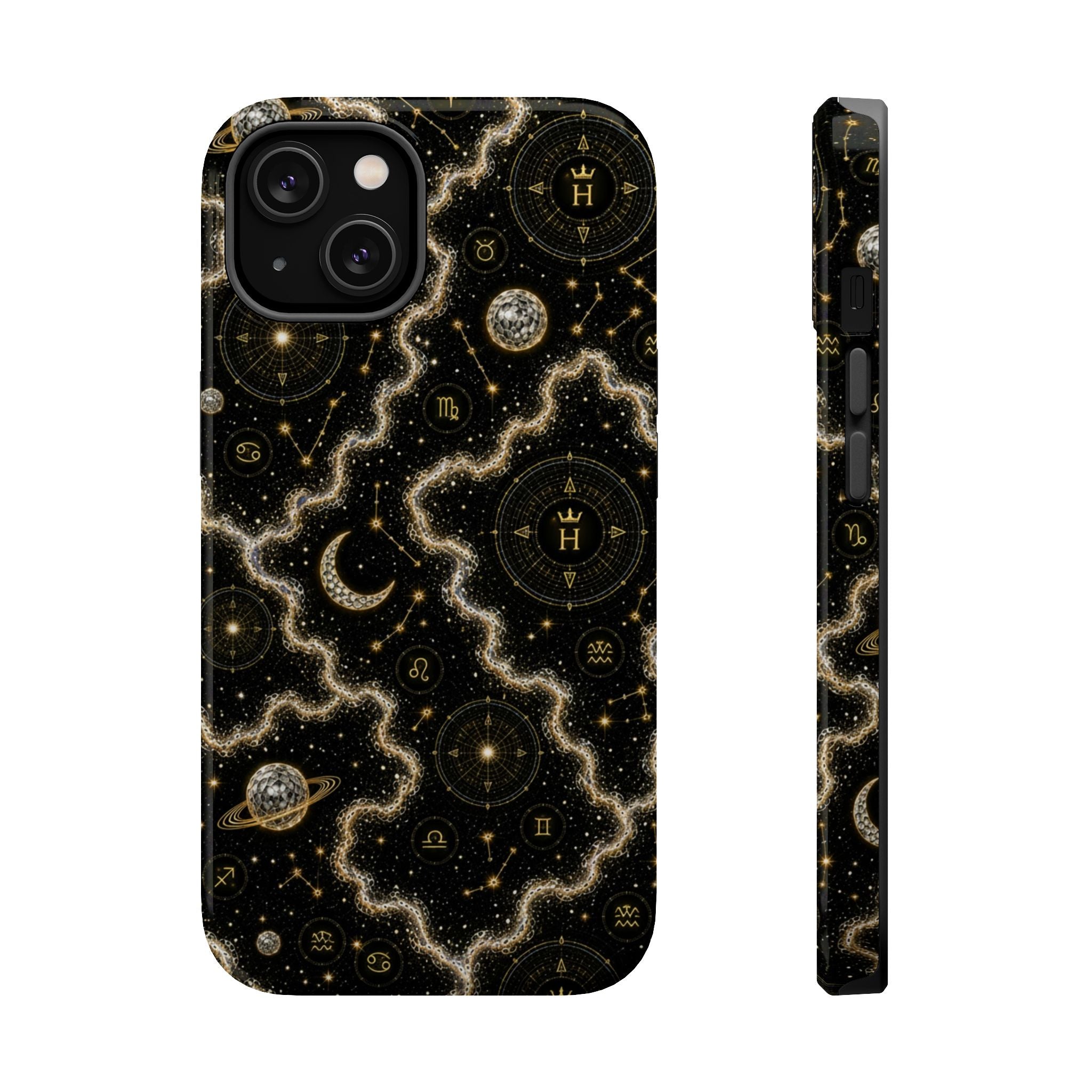 Aries Diamond Birthstone Phone Case — Black Magnetic Impact-Resistant