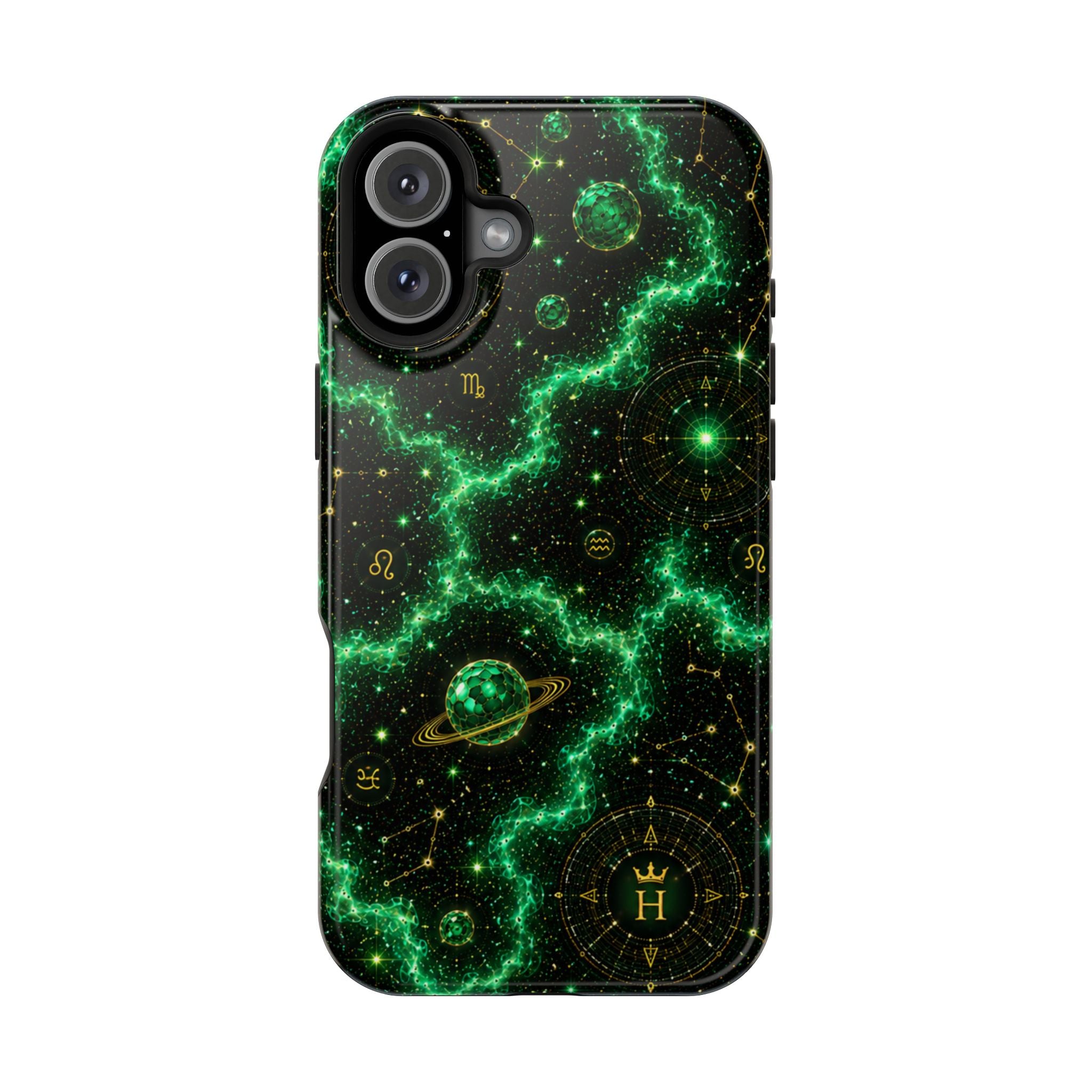 Taurus Emerald Birthstone Phone Case — Black Magnetic Impact-Resistant