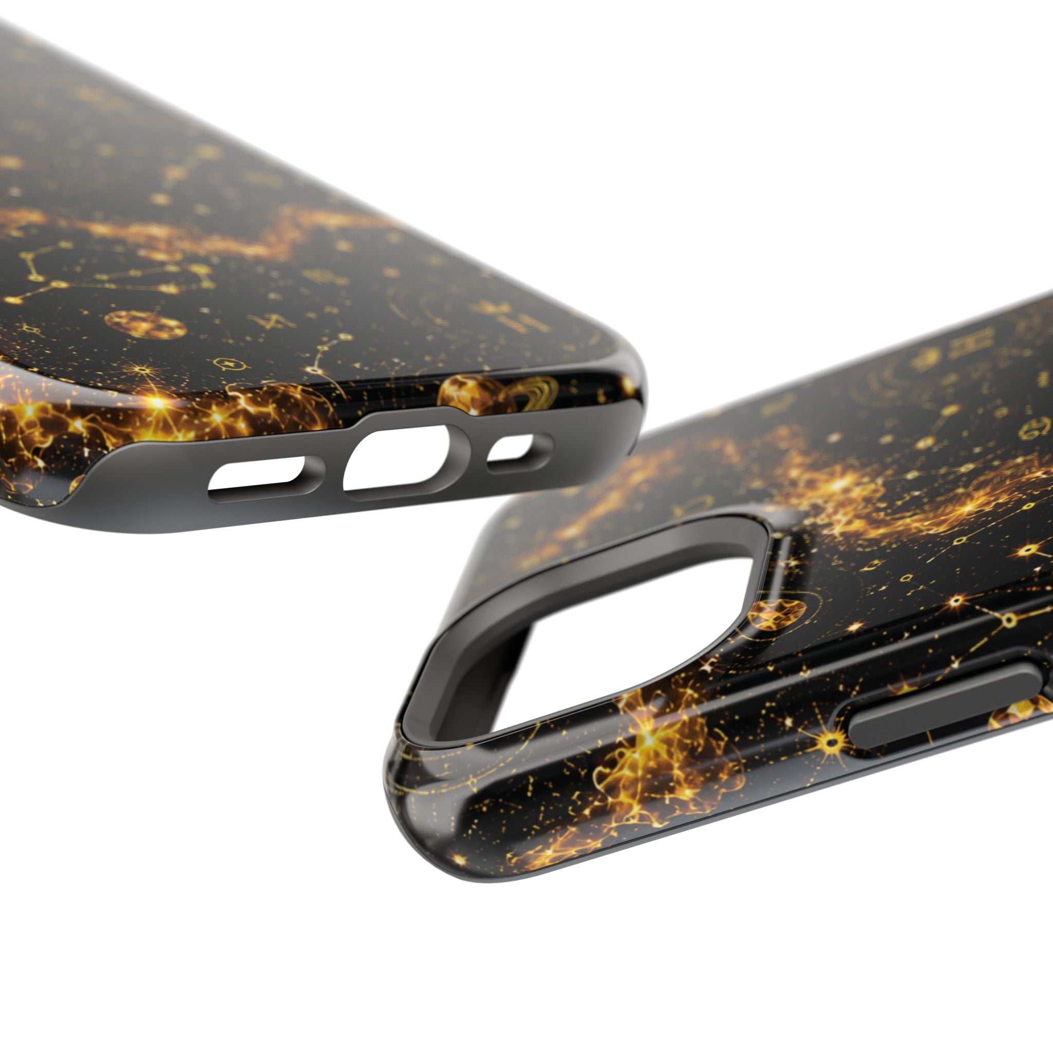 Galaxy Constellation Magnetic Phone Case — Gold Starfield Impact-Resistant