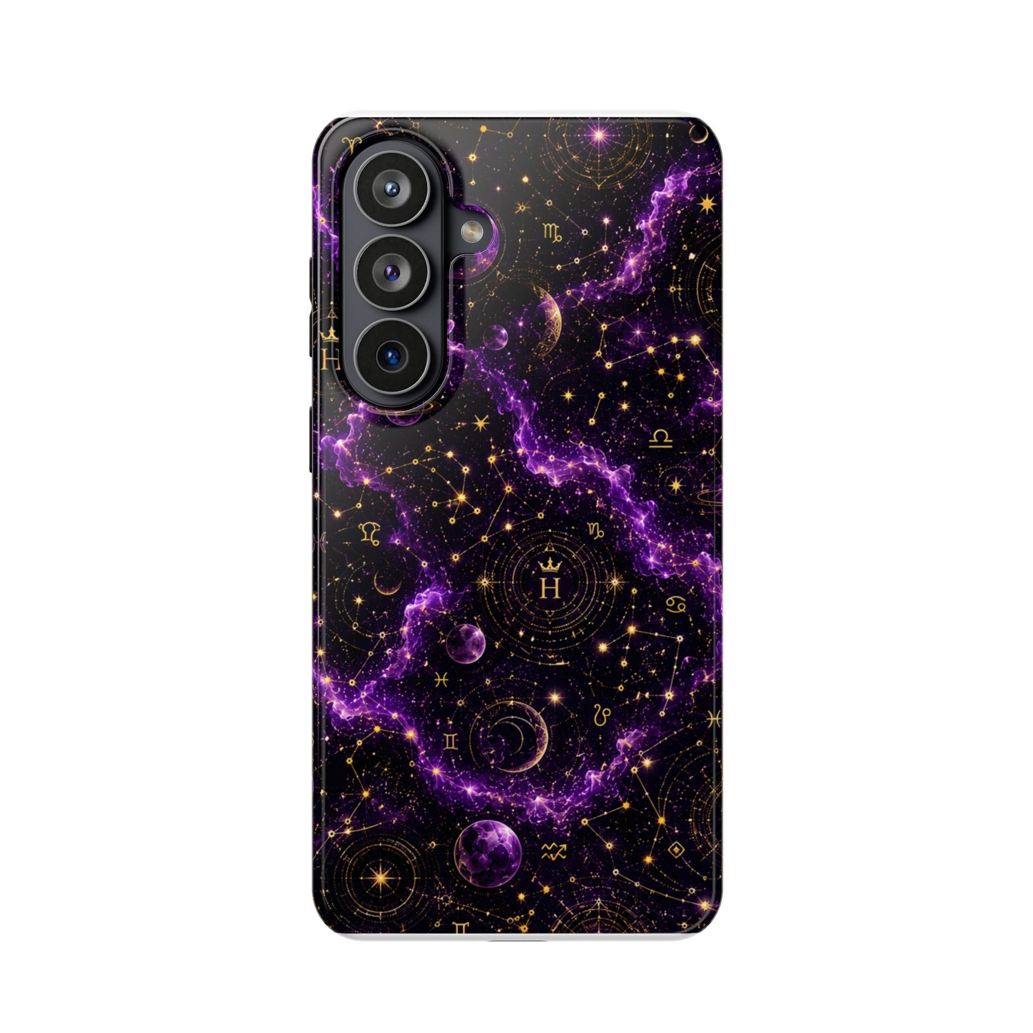 Aquarius Amethyst Birthstone Phone Case — Black Magnetic Impact-Resistant