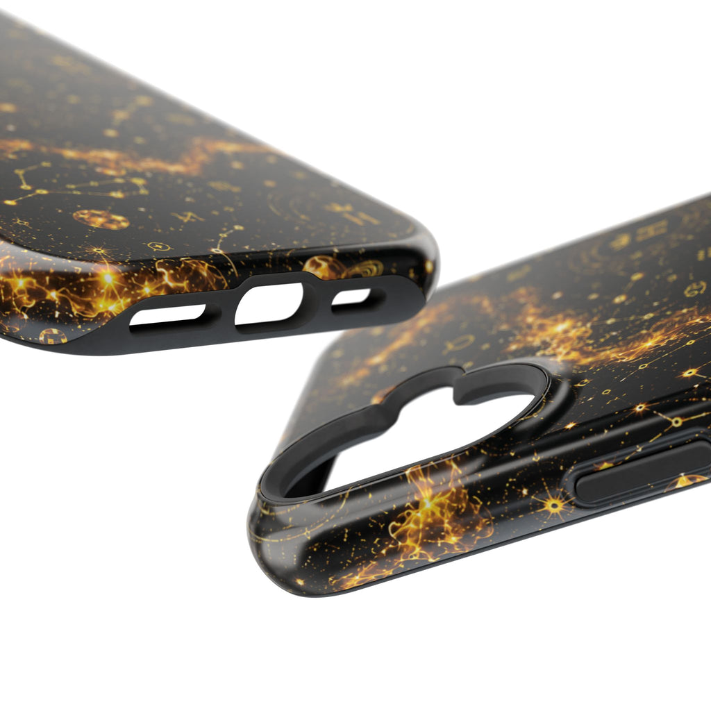 Galaxy Constellation Magnetic Phone Case — Gold Starfield Impact-Resistant