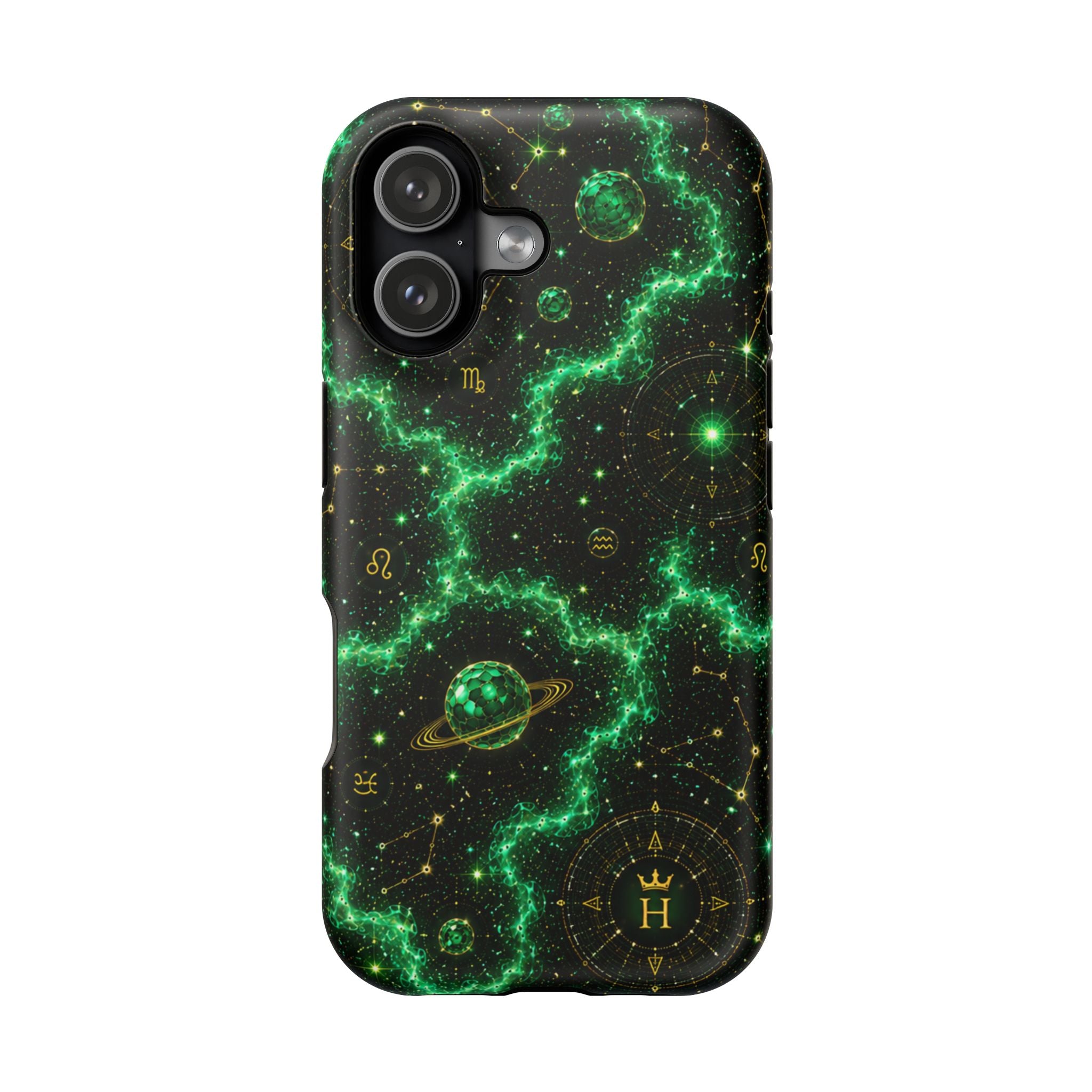 Taurus Emerald Birthstone Phone Case — Black Magnetic Impact-Resistant