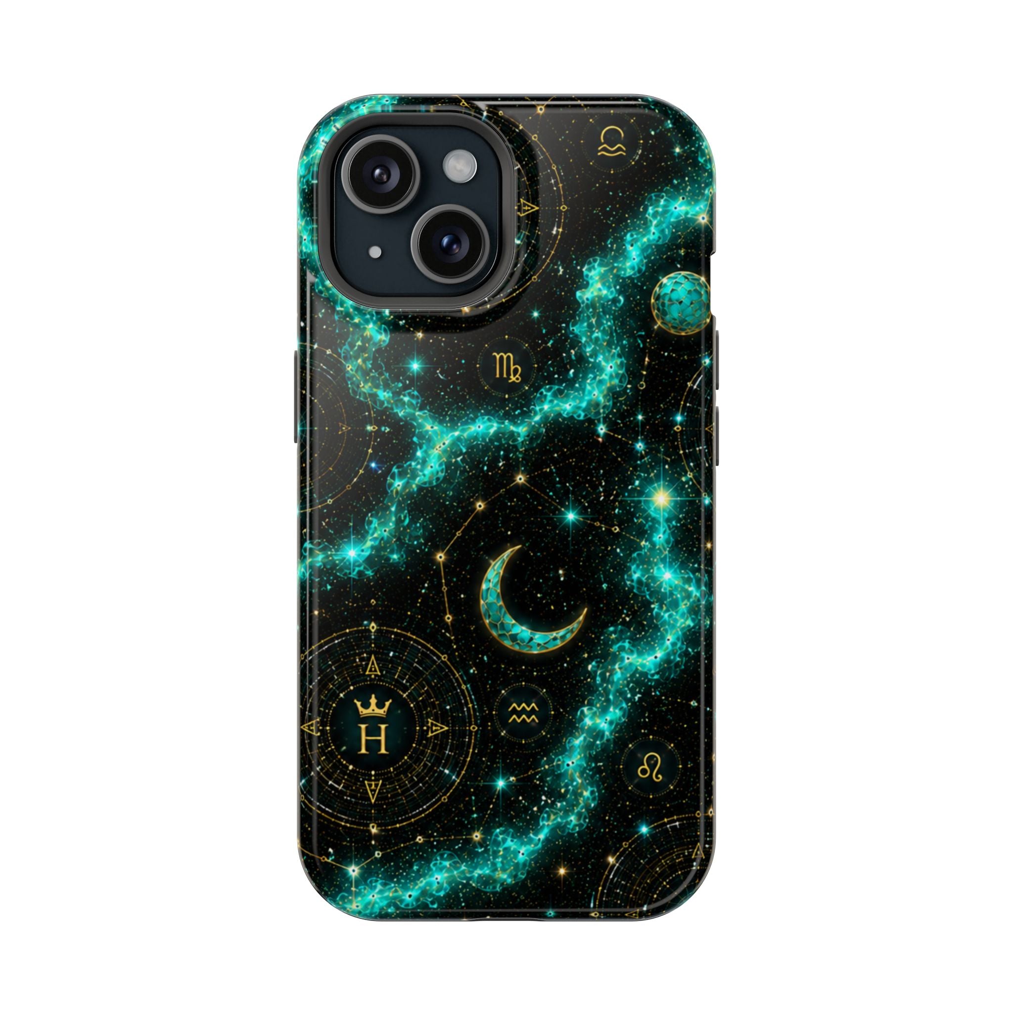 Pisces Aquamarine Birthstone Phone Case — Black Magnetic Impact-Resistant