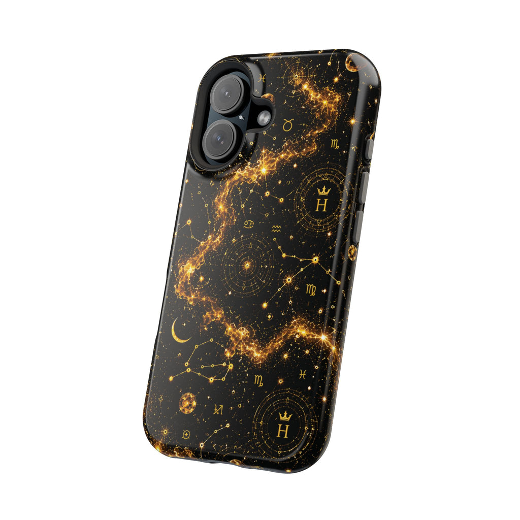 Galaxy Constellation Magnetic Phone Case — Gold Starfield Impact-Resistant