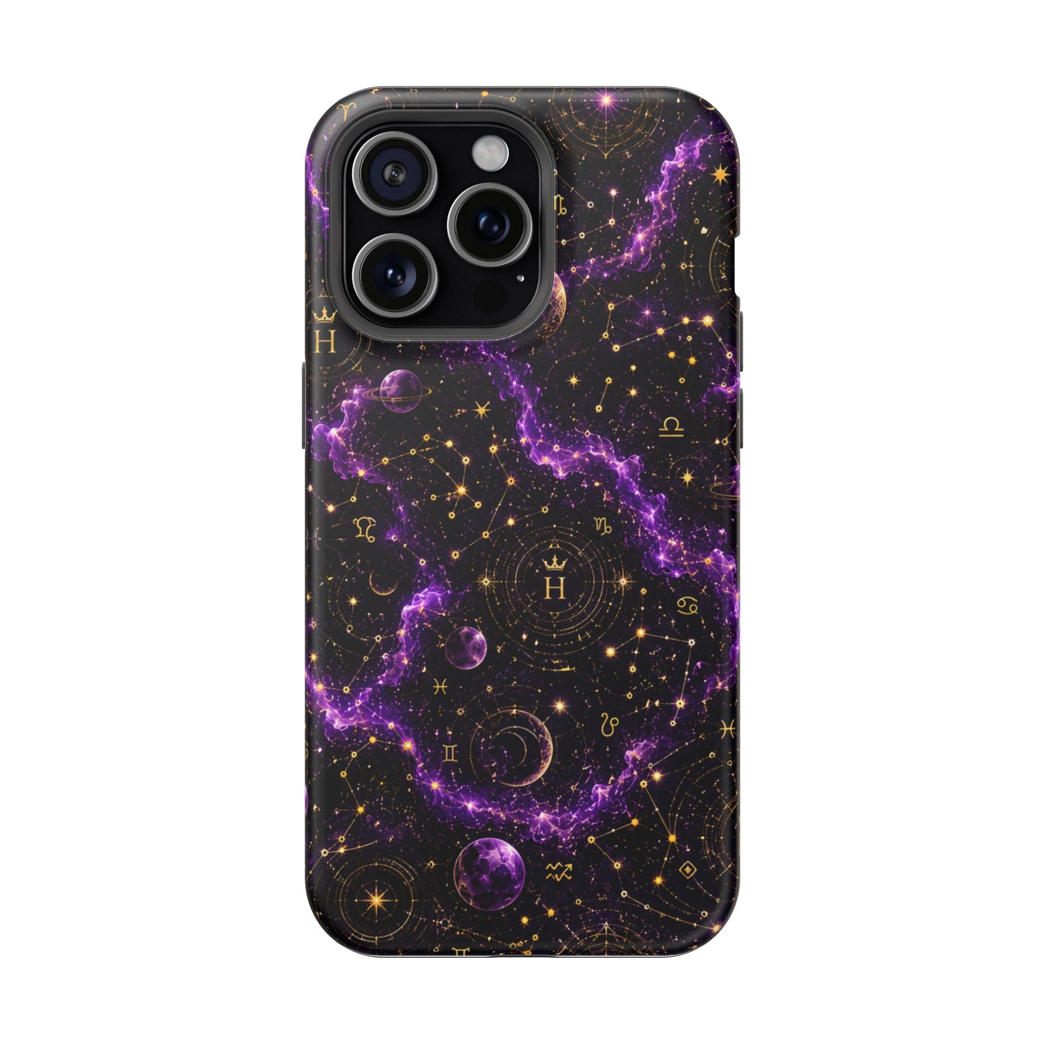 Aquarius Amethyst Birthstone Phone Case — Black Magnetic Impact-Resistant