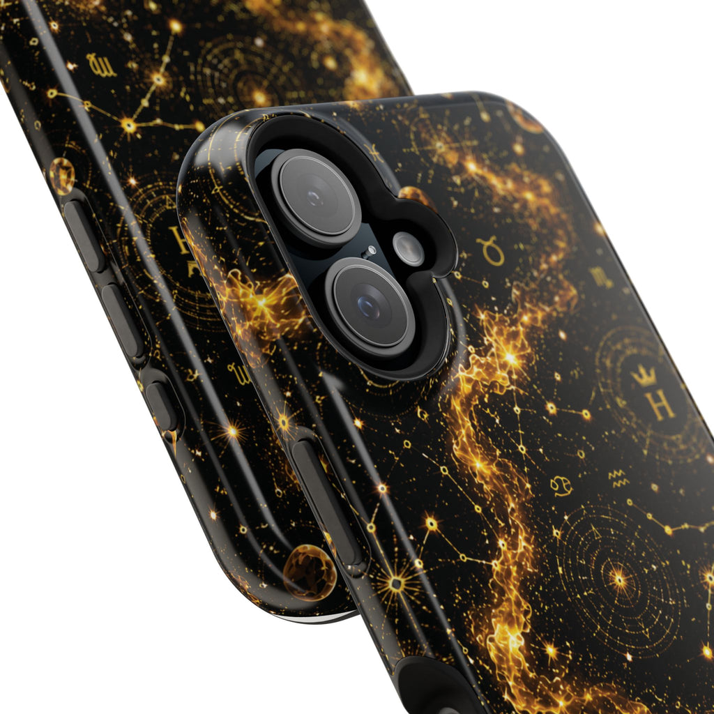 Galaxy Constellation Magnetic Phone Case — Gold Starfield Impact-Resistant