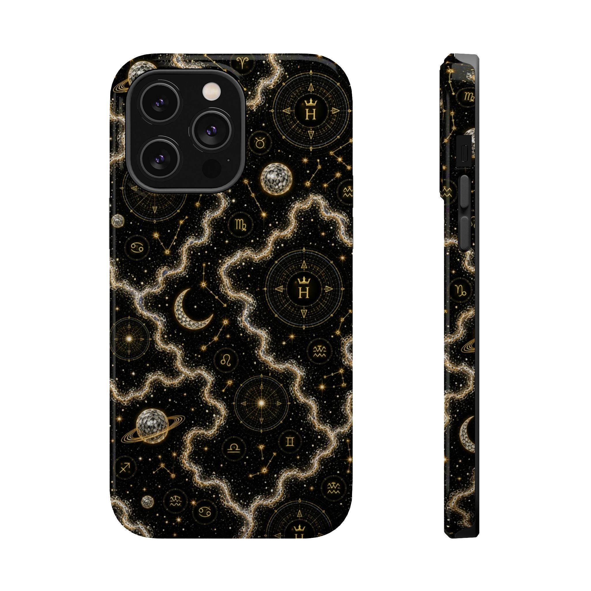 Aries Diamond Birthstone Phone Case — Black Magnetic Impact-Resistant