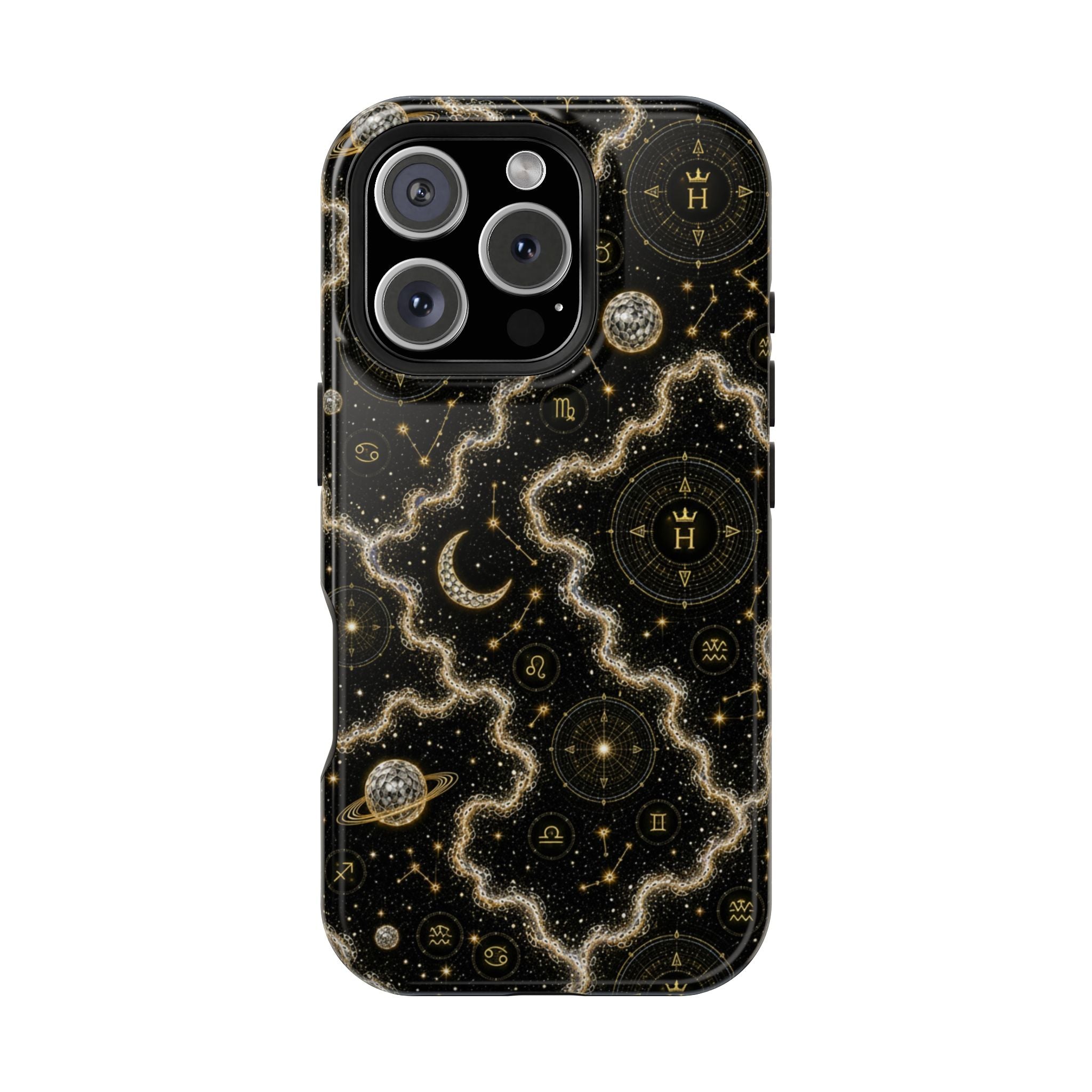 Aries Diamond Birthstone Phone Case — Black Magnetic Impact-Resistant
