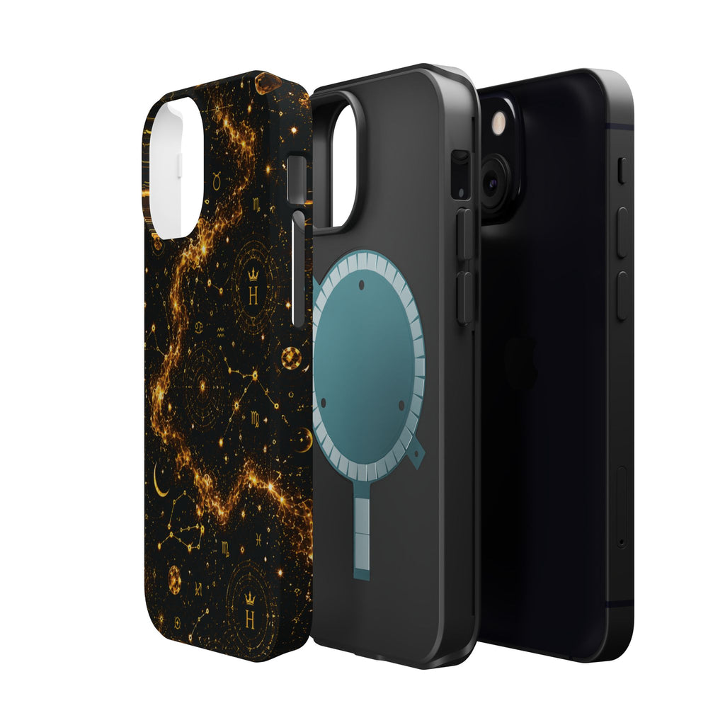 Galaxy Constellation Magnetic Phone Case — Gold Starfield Impact-Resistant