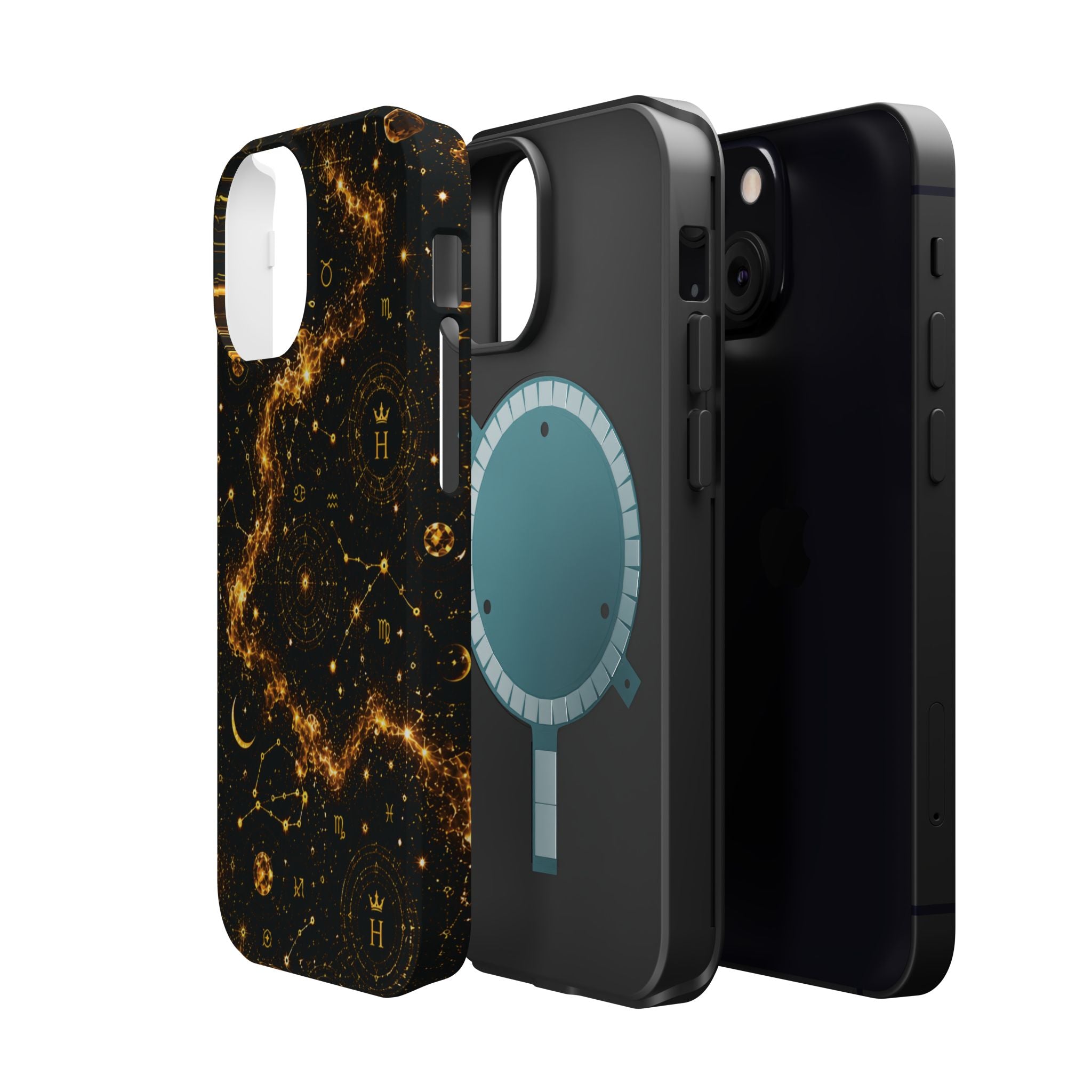 Galaxy Constellation Magnetic Phone Case — Gold Starfield Impact-Resistant