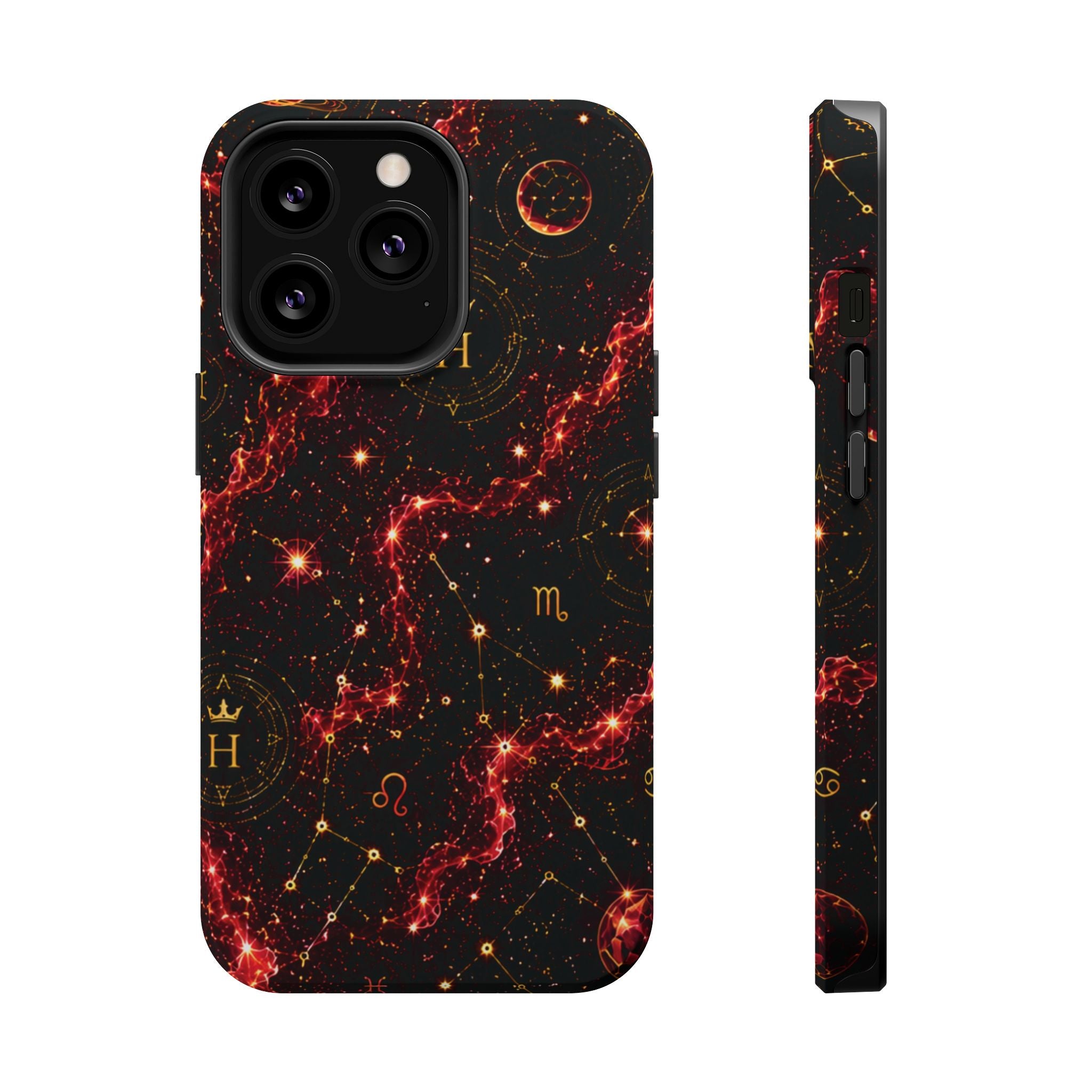 Capricorn Garnet Birthstone Phone Case — Black Magnetic Impact-Resistant