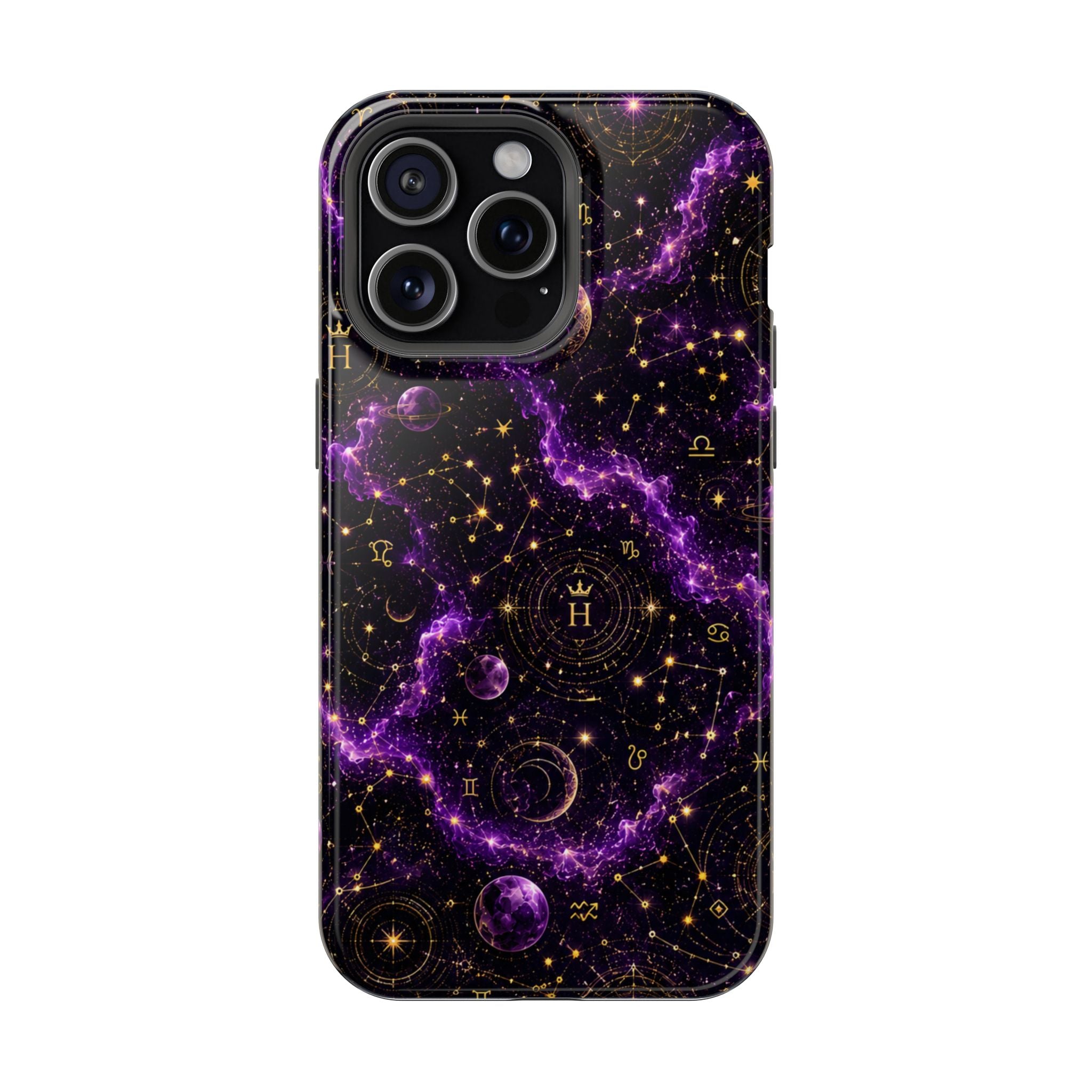Aquarius Amethyst Birthstone Phone Case — Black Magnetic Impact-Resistant